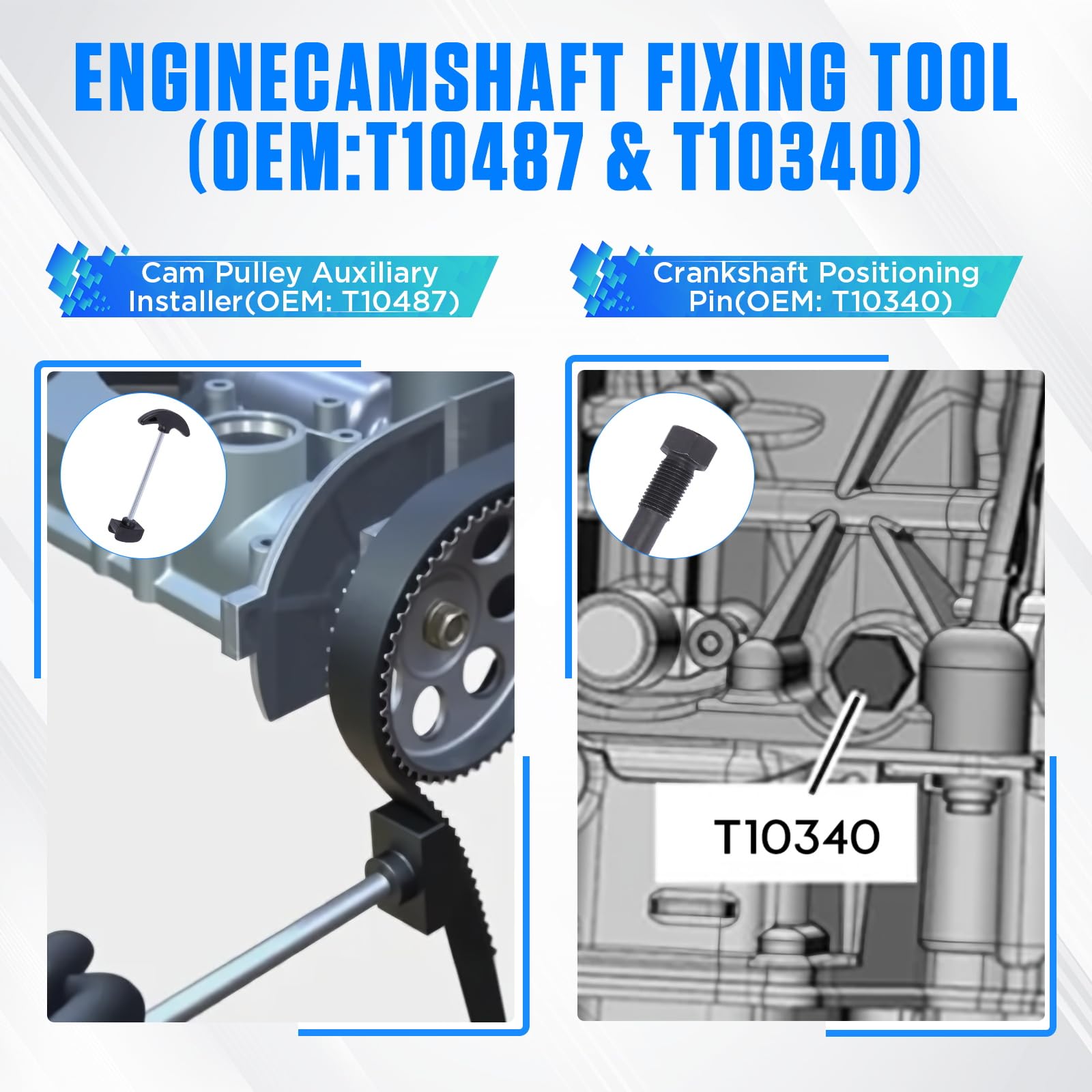Strumenti della Cinghia Distribuzione, 9 Pezzi Strumento per Albero a Camme per la Messa in Fase Motore Compatibile con Seat, con Skoda 1.0 1.2 1.4 TSI TFSI 3 e 4 Cyl EA211