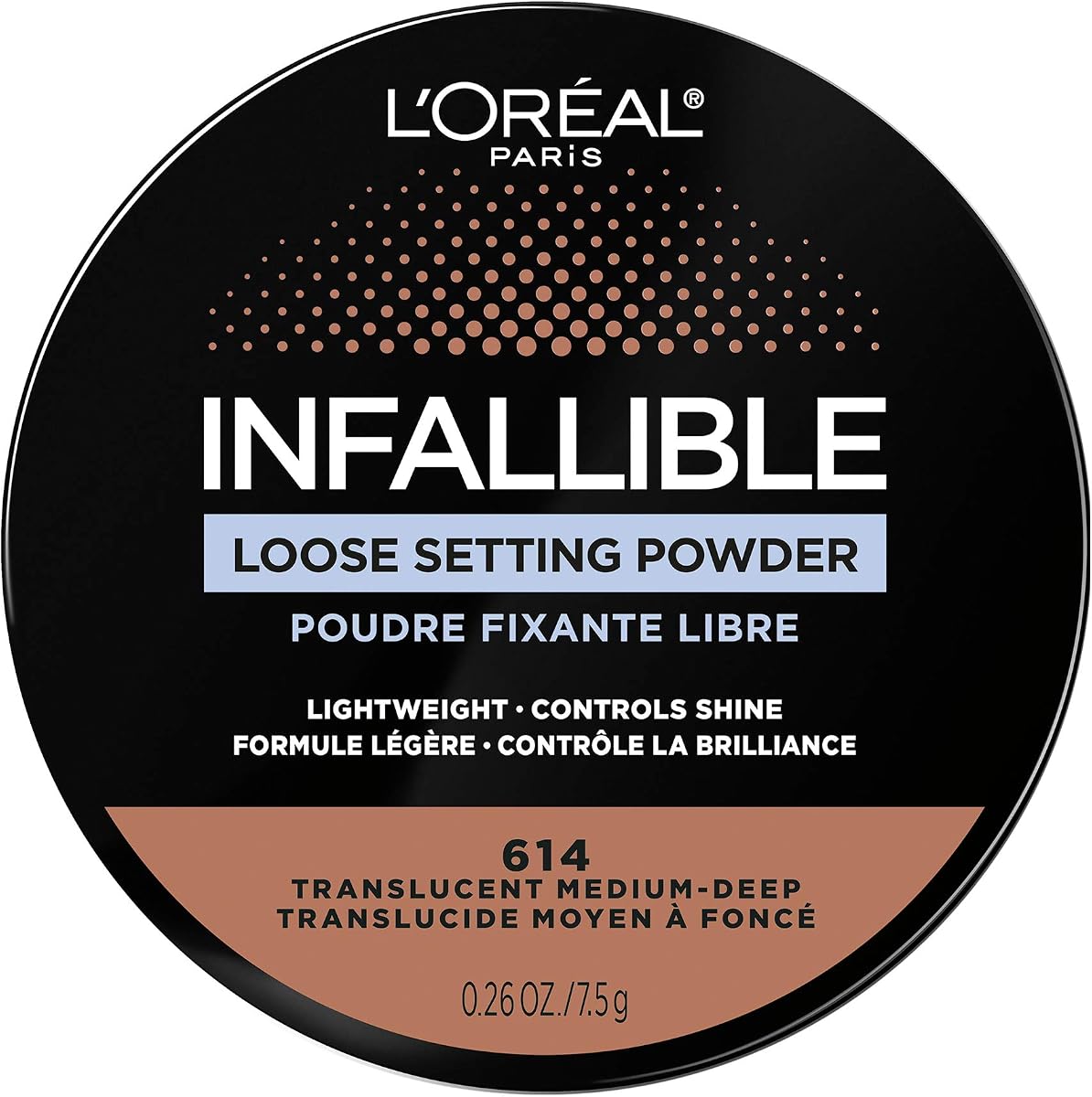 L'Oreal Paris Infallible Polvos fijadores sueltos teñidos, acabado mate, ligeros, sin tono blanco, 2 tonos de claro a profundo, translúcido claro medio, 0,26 oz
