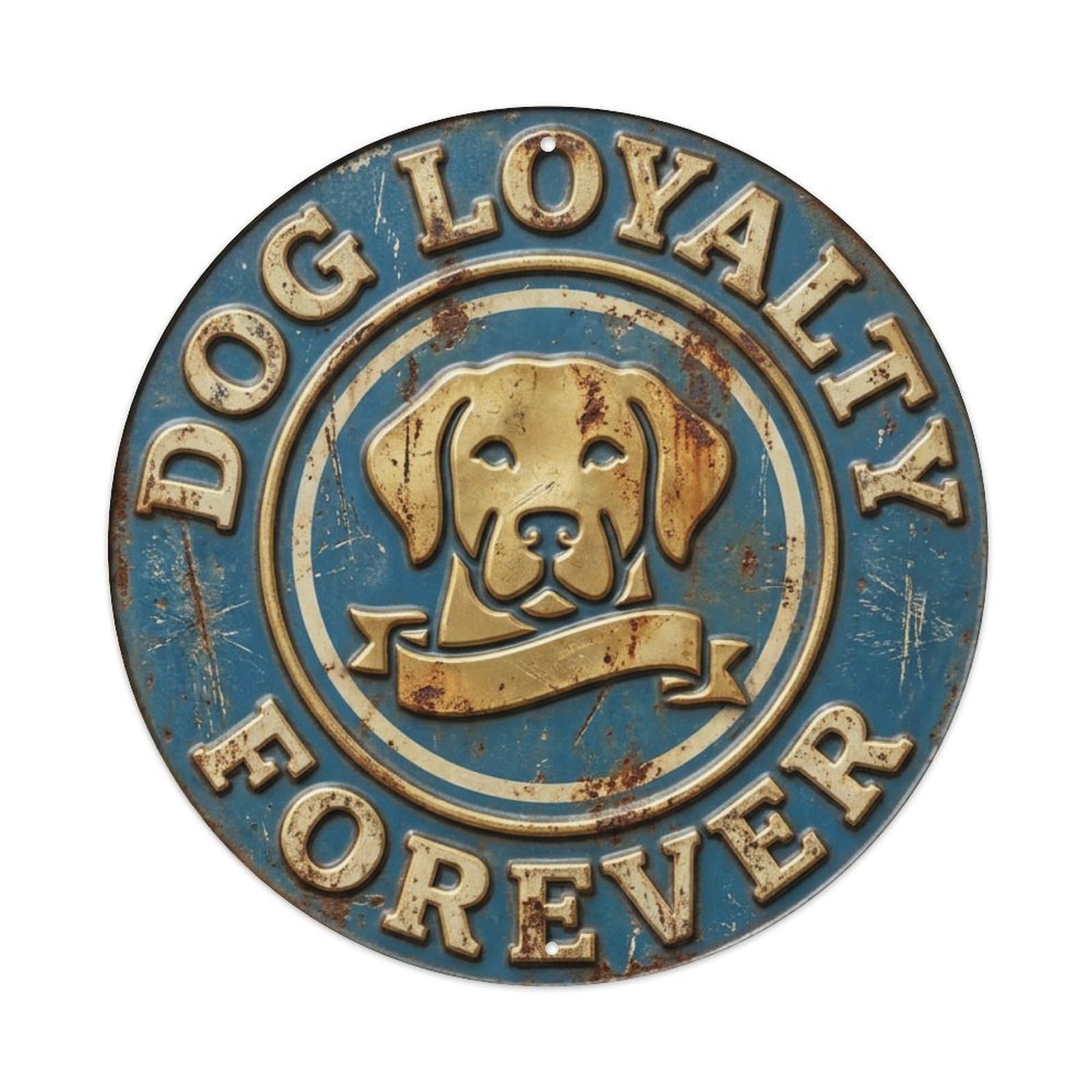 Dog Loyalty Forever Paws Metal Tin Sign Plaque Wall Decor for Cafe, Club Bar, Office, Home Garden Round Metal Poster 8x8Inch