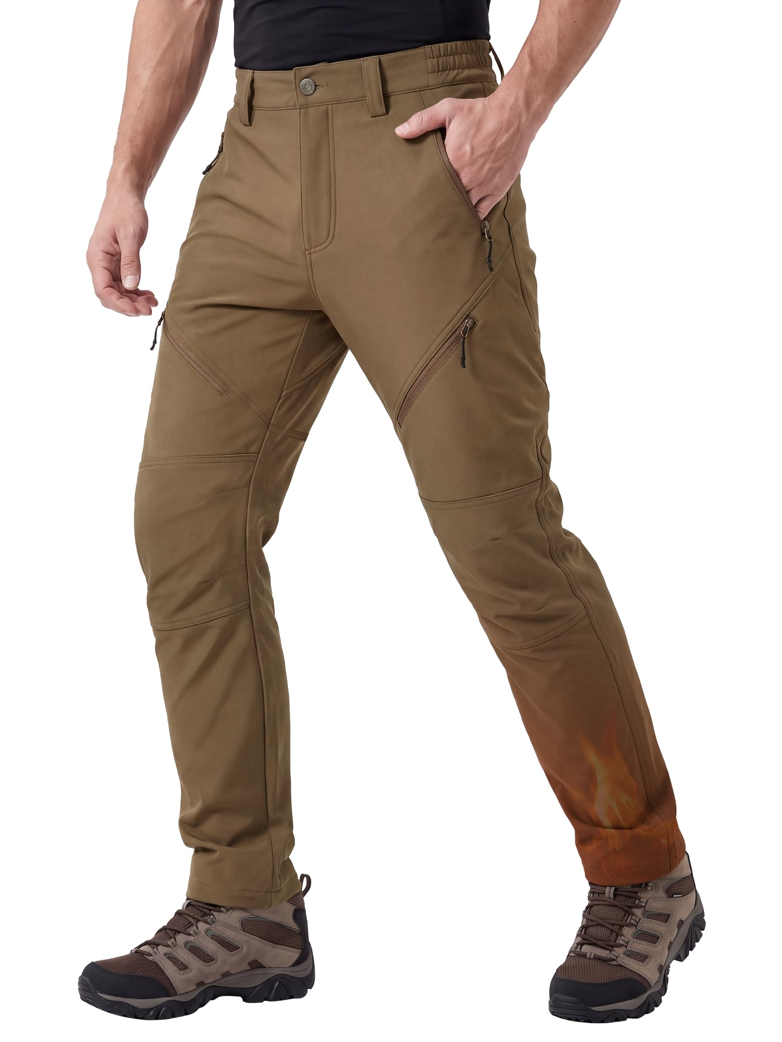 Winter Wanderhose Herren Softshellhose Wasserabweisend Winterhose Warme Thermo Fleece Gefüttert Snowboardhose