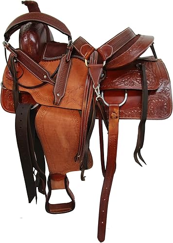 Miniatura 2 de Sillín Western Trail Caballo Placer Cómodo Paseo Herramientas Rodeo Cowboy Sillines 15 16 17 18 FQHB