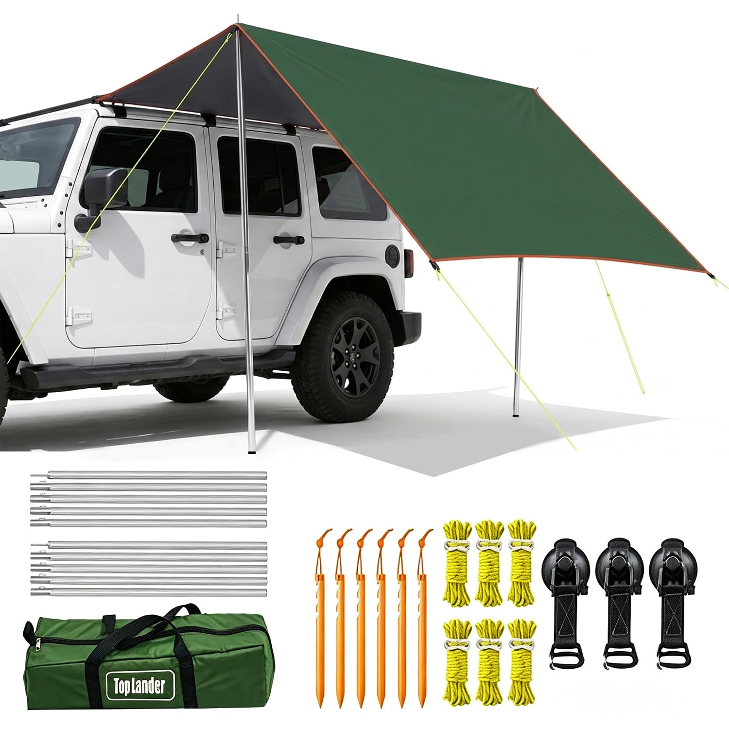 Großes wasserdichtes Camping-Zeltplane mit Aluminium-Markisenstangen, ultraleichter Regenschutz, multifunktionales Bivvy-Zubehör für Angeln, Strand, Wandern, Rucksackreisen, Hängematte