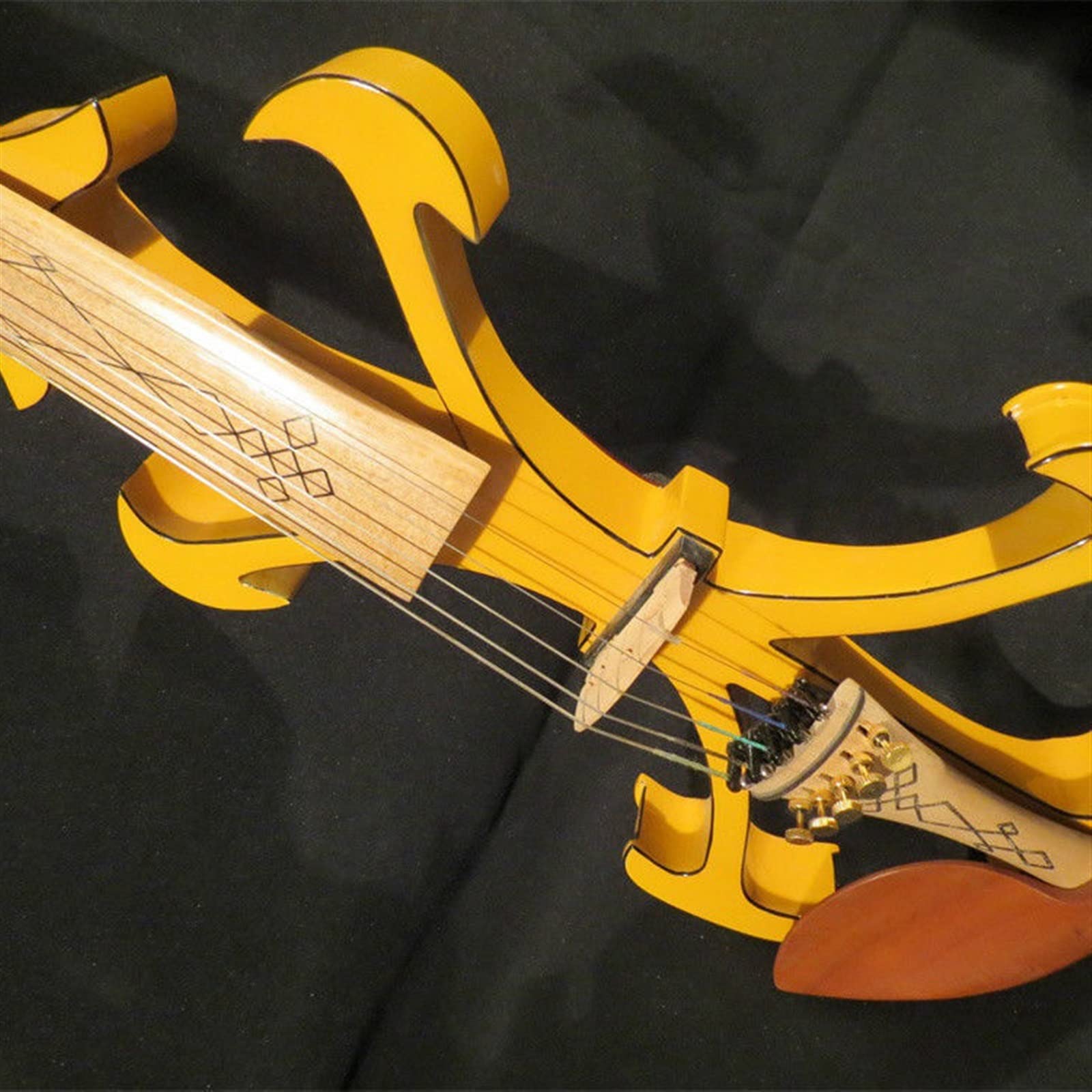 Strumento Musicale per Violino Elettrico 4/4 in Legno Massello Giallo A 5 Corde con Custodia Rigida per Collo in Acero con Parte di Giuggiola Arco Violini per Studenti