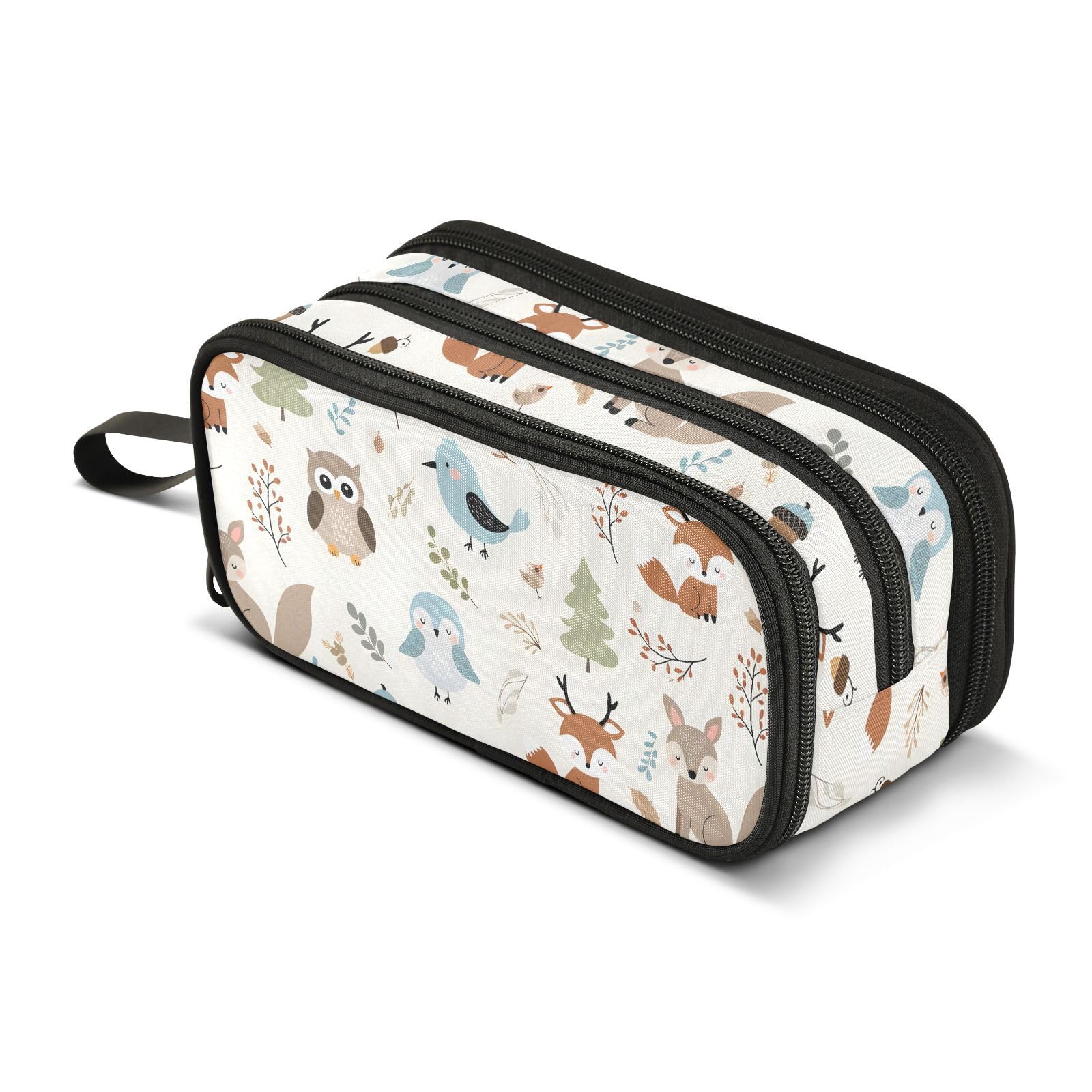 Mnsruu Owl Fox Forest Animal Pencil Case Large Capacity Pen Bag Girls Boys Pencil Pouch Stationery Organizer Holder Zipper Pen Case for School Office