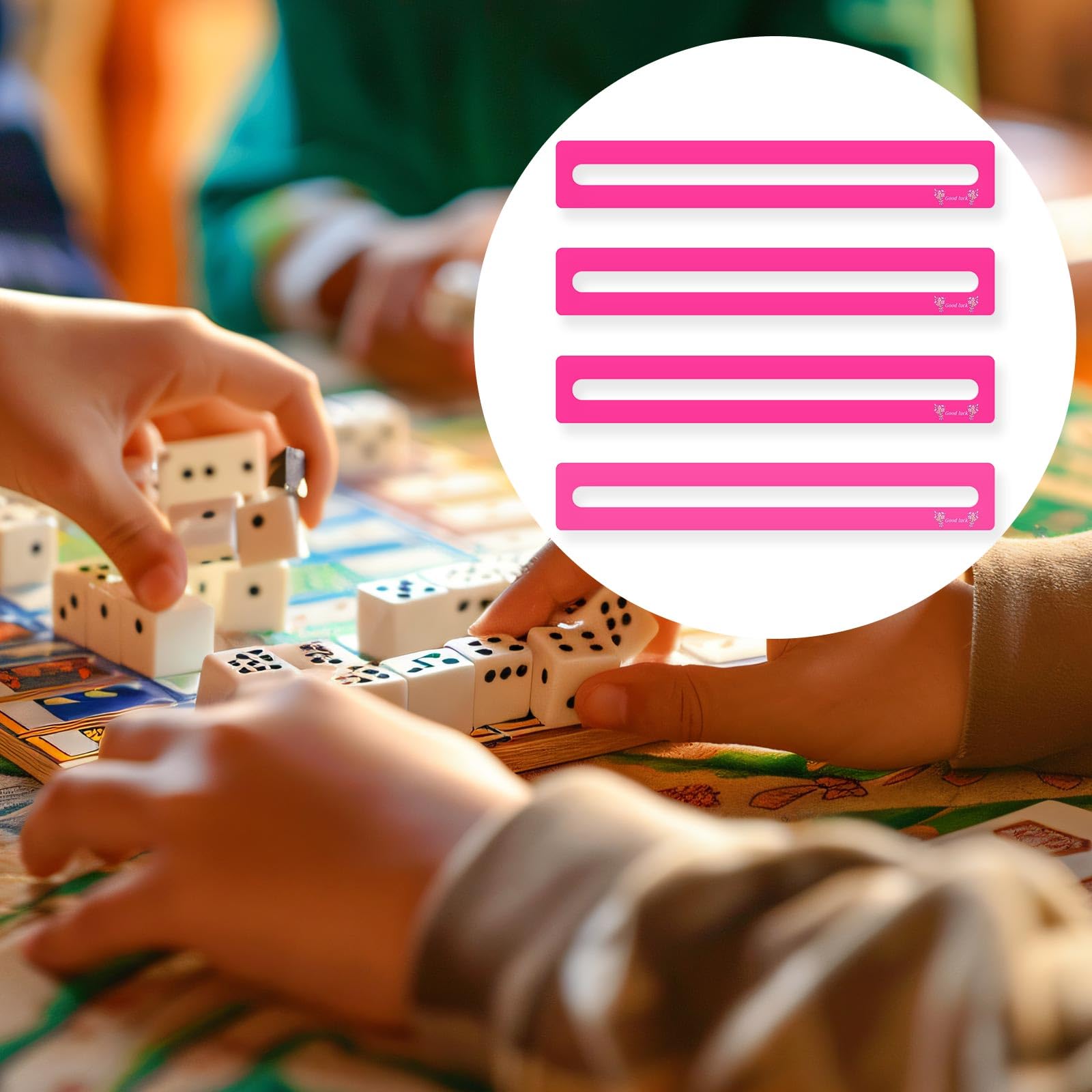 BOXOB 4pz Trova Linee Mahjong, Portafortuna Guida Alle Linee Delle Carte Mahjong Aiuto per la Lettura Delle Regole Accessori Regali per Giocatori (Rosa Rossa)