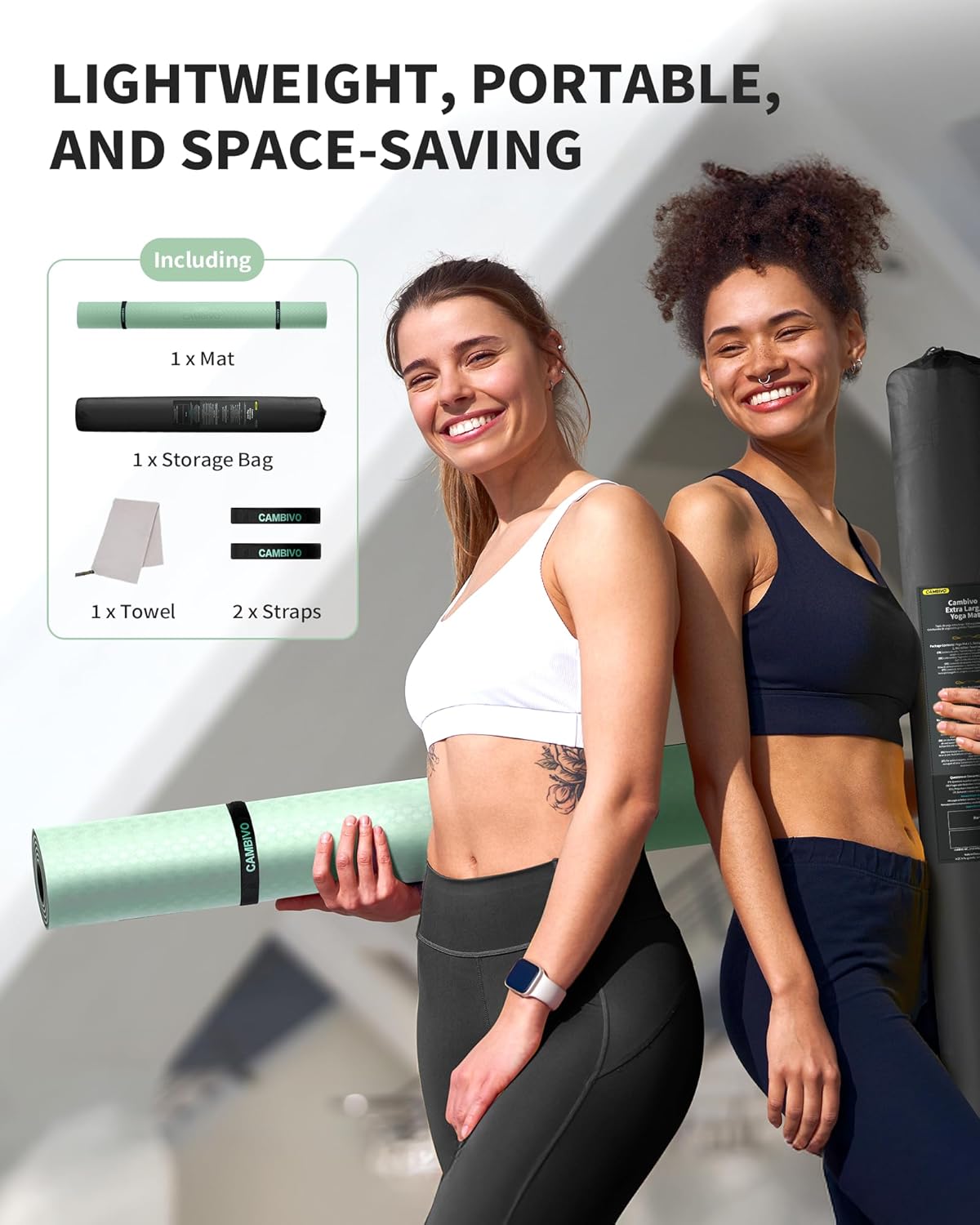 CAMBIVO Large Yoga Mat (6'x 4'), Extra Wide Workout Mat for Men and Women, 0.24''/0.32''/0.4''/0.48'' Thick Exercise Fitness TPE Mat for Home Gym, Yoga, Pilates, Workout (Barefoot Exercise) - Image 6