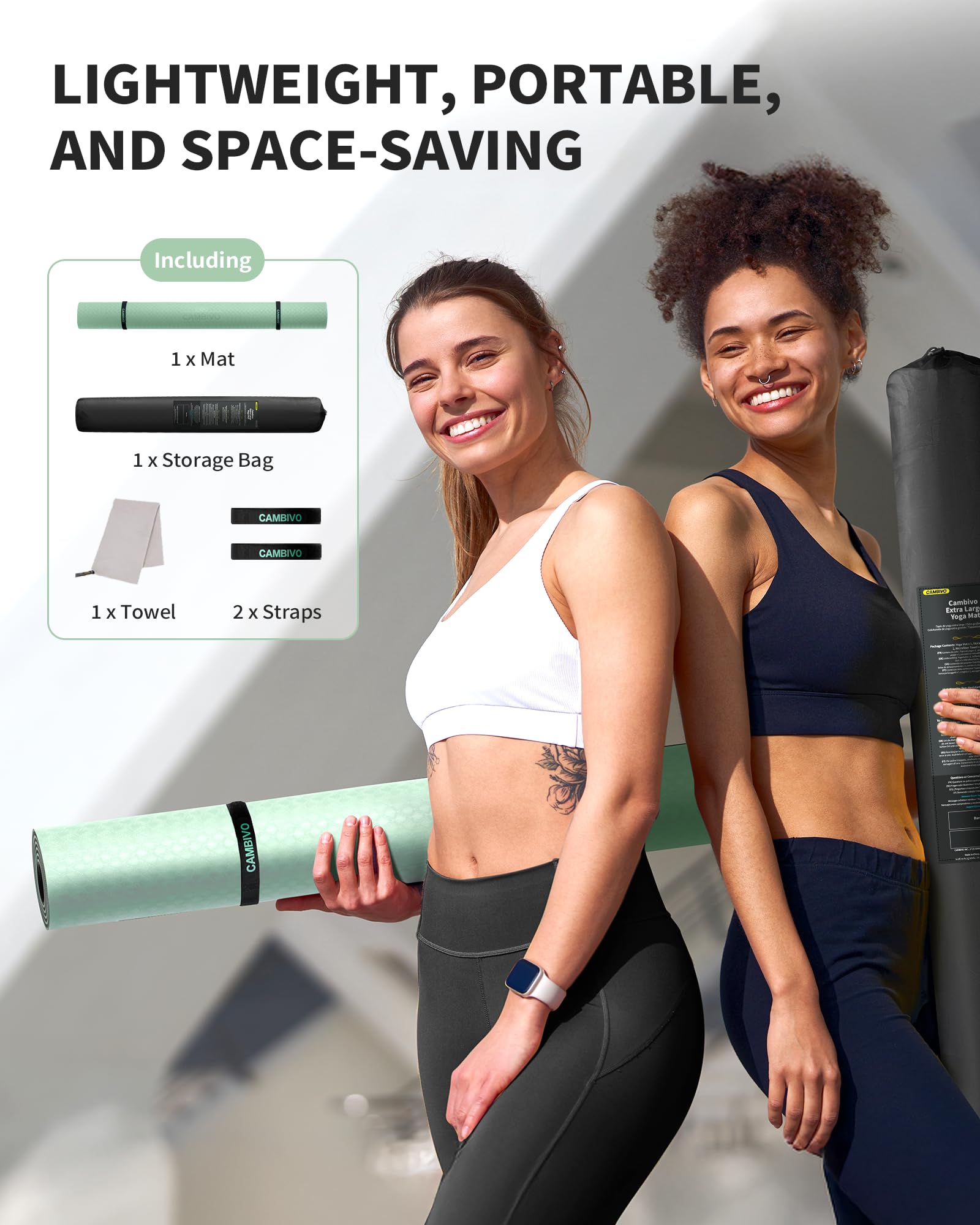 CAMBIVO Esterilla Yoga Grande 183x122cm | Pilates Fitness TPE Antideslizante, Colchoneta Gimnasia Gruesa para Ejercicio en Casa, Gimnasio, Deporte