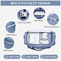 Vista 401 de Pequeña bolsa de gimnasio para mujer, bolsa de viaje con compartimento para zapatos