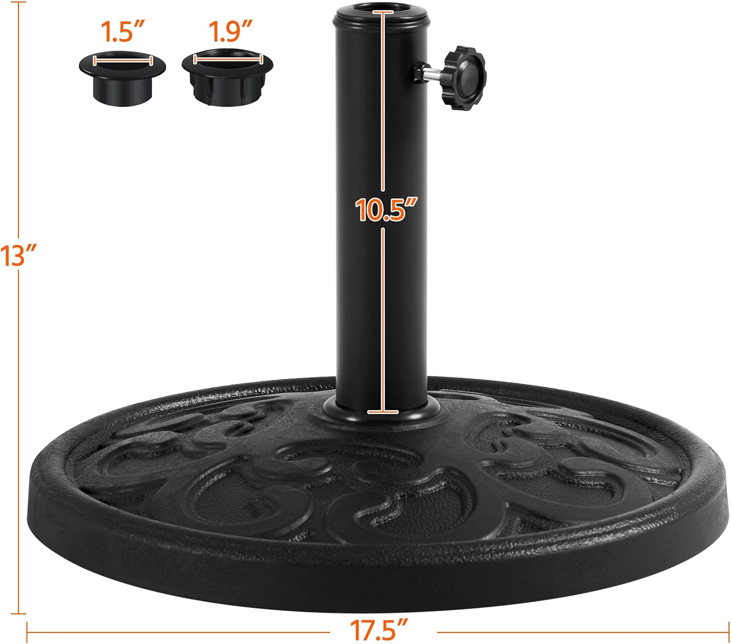 Topeakmart 22lbs Umbrella Base Stand Heavy Duty Outdoor Patio Resin Umbrella Stand for Deck, Garden, Lawn - Black