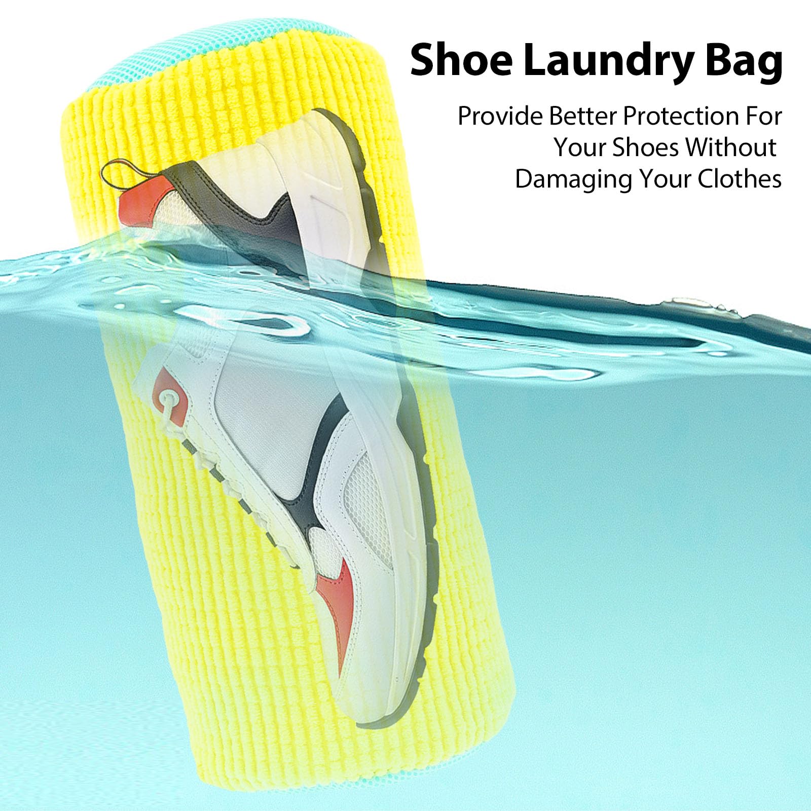 2Pcs Laundry Shoe Bags for Washing Machine Trainer Washing Machine Bag Reusable Wash Bag for Trainers with Zipper Cleaning Pouch Shoe Laundry Pouch for Cleaning Footwear Tear Resistant (yellow) - Image 4