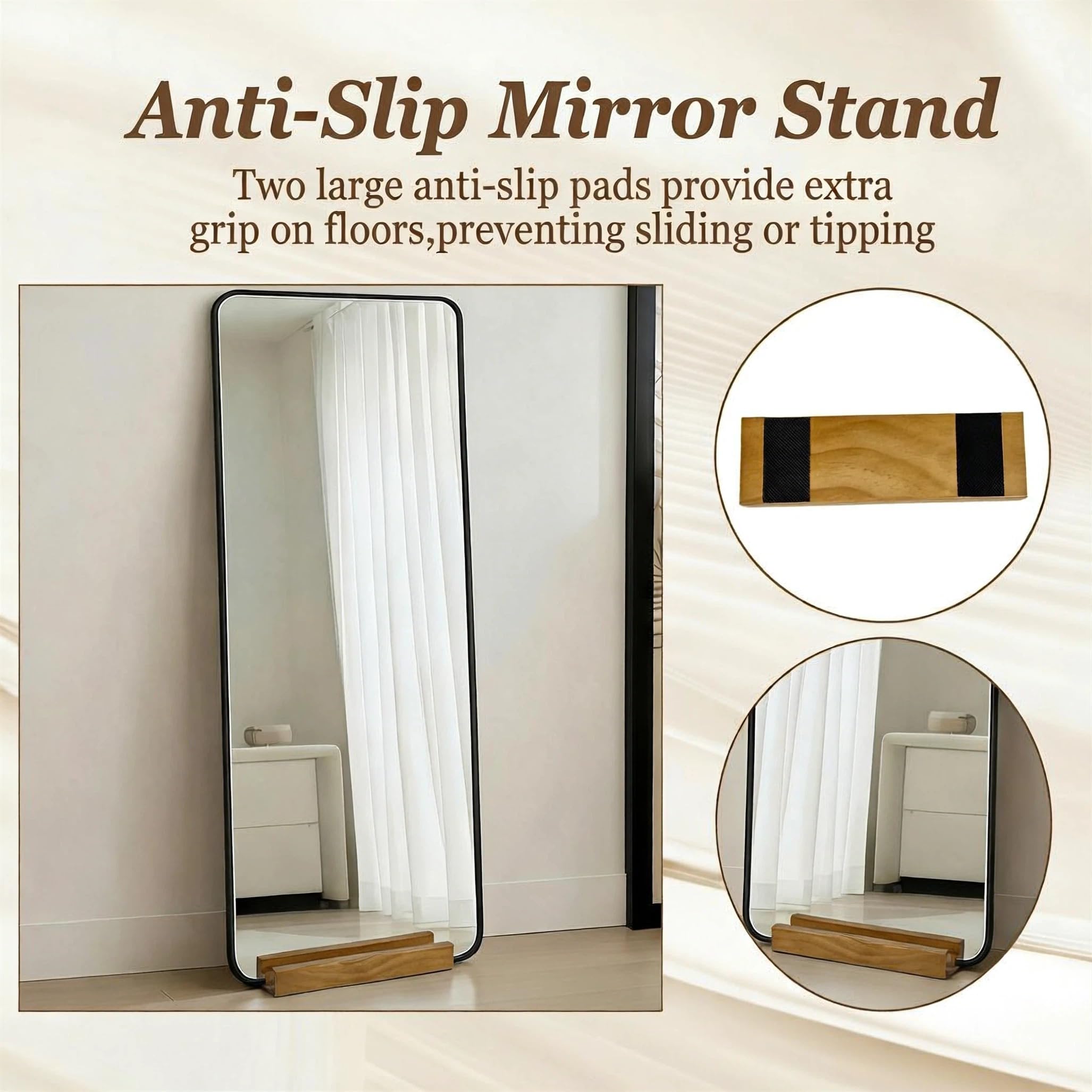 Soporte Grande para Espejo de Suelo, Antideslizante, Adecuado para Marcos de 9.85 x 1.2 Pulgadas, Estilo Art Deco