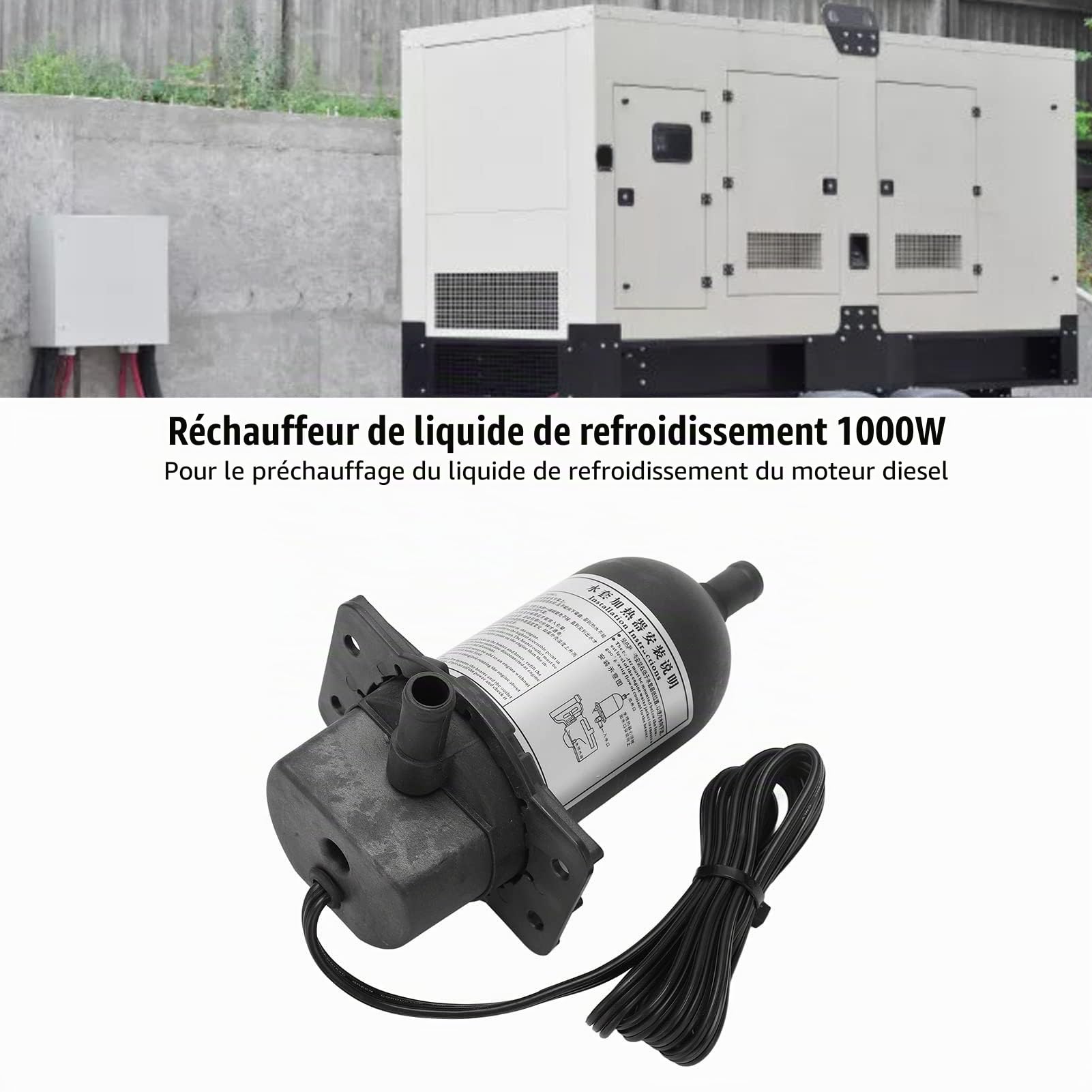 Réchauffeur de Liquide de Refroidissement du Moteur 1000W Réchauffeur de Démarrage à Circulation Automatique Générateur Préchauffeur
