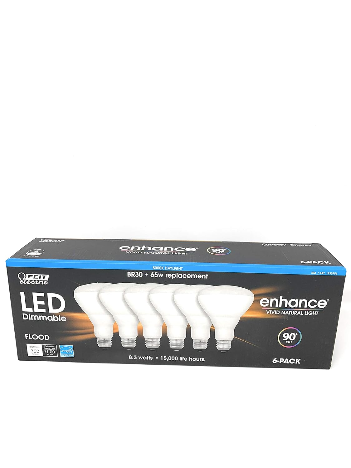 Feit Electric Dimmable Led BR 30 Flood 65W 6 Pack Daylight, 6Count(Pack of 1)