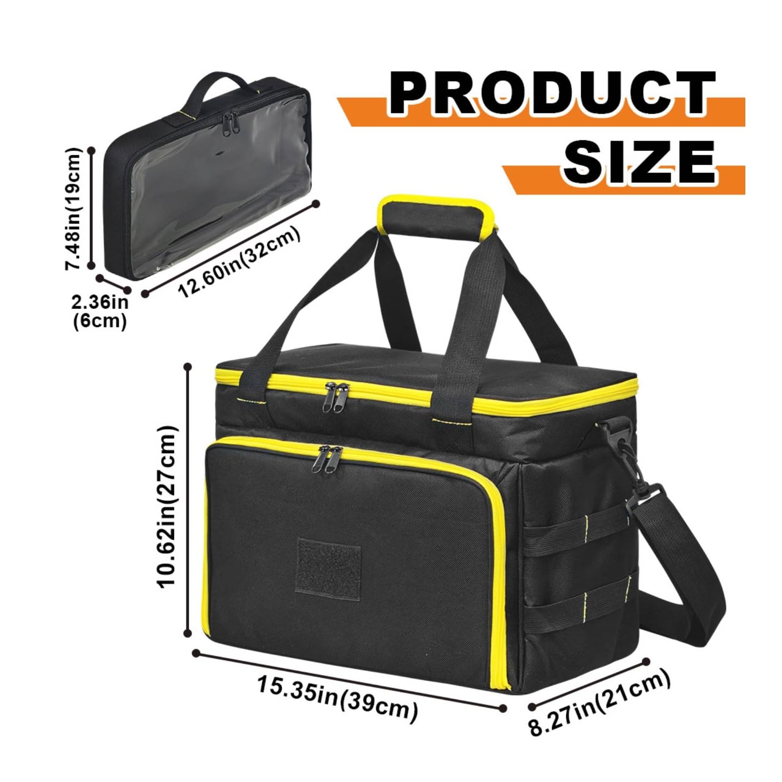 Organizer da Strumenti Borsa Utensili da Trasporto con Tracolla Removibile Manico Superiore Oxford Scomparti Interni Base in Gomma Adatto per