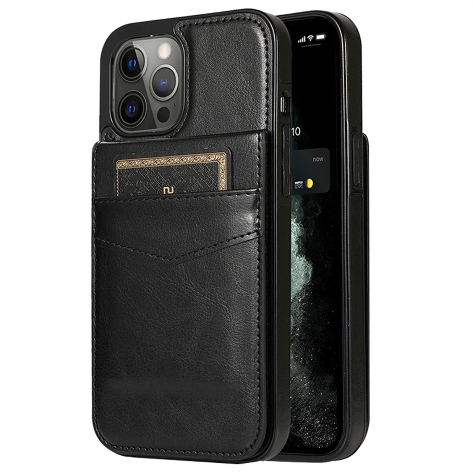 ICatchy Custodia A Portafoglio In Pelle Per IPhone 14 Pro Max (6,7"), Con Supporto Magnetico E Slot Per Carte, Nero - 4