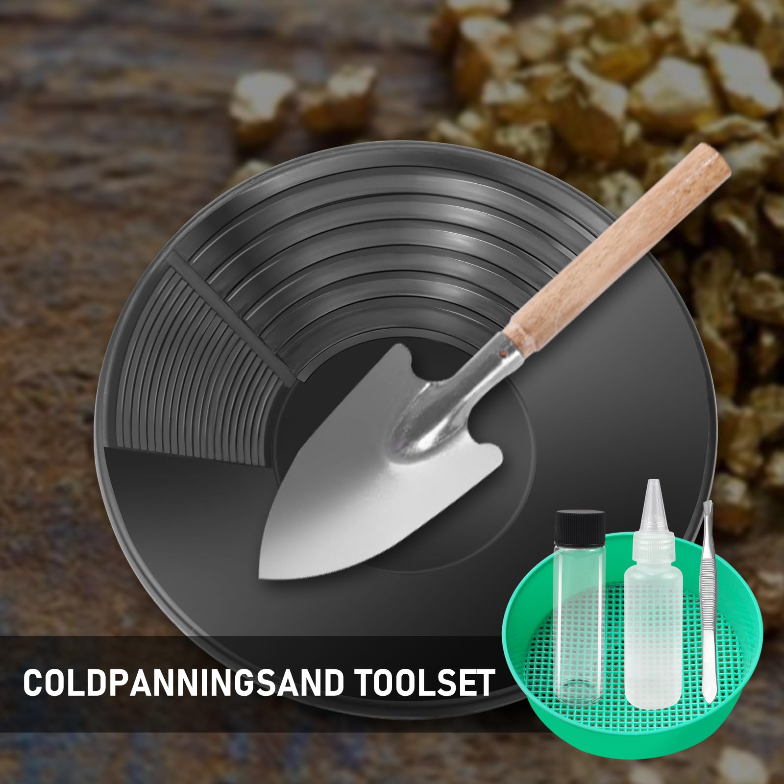 YSOOUA Batea de Oro Set Bandeja de Lavado de Oro Bateas para Buscar Oro 38,5 x 8,5cm Equipo Manual de Lavado de Oro para minería y prospección de Oro Sistema de Lavado de Oro Bandeja (Negro)