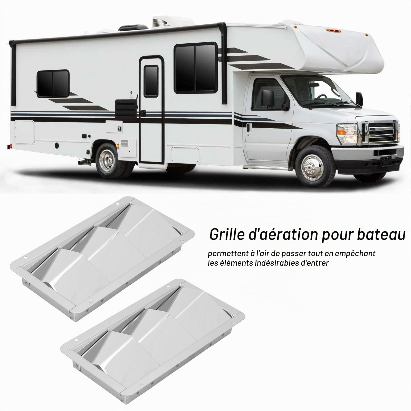 1 Paire 210x110mm Couvercle D'aération Marin 3 Fentes Persienne Rectangulaire 304 Grille De Ventilation D'air De Bateau En Acier Inoxydable Obturateur D'aération Universel Pour Bateaux