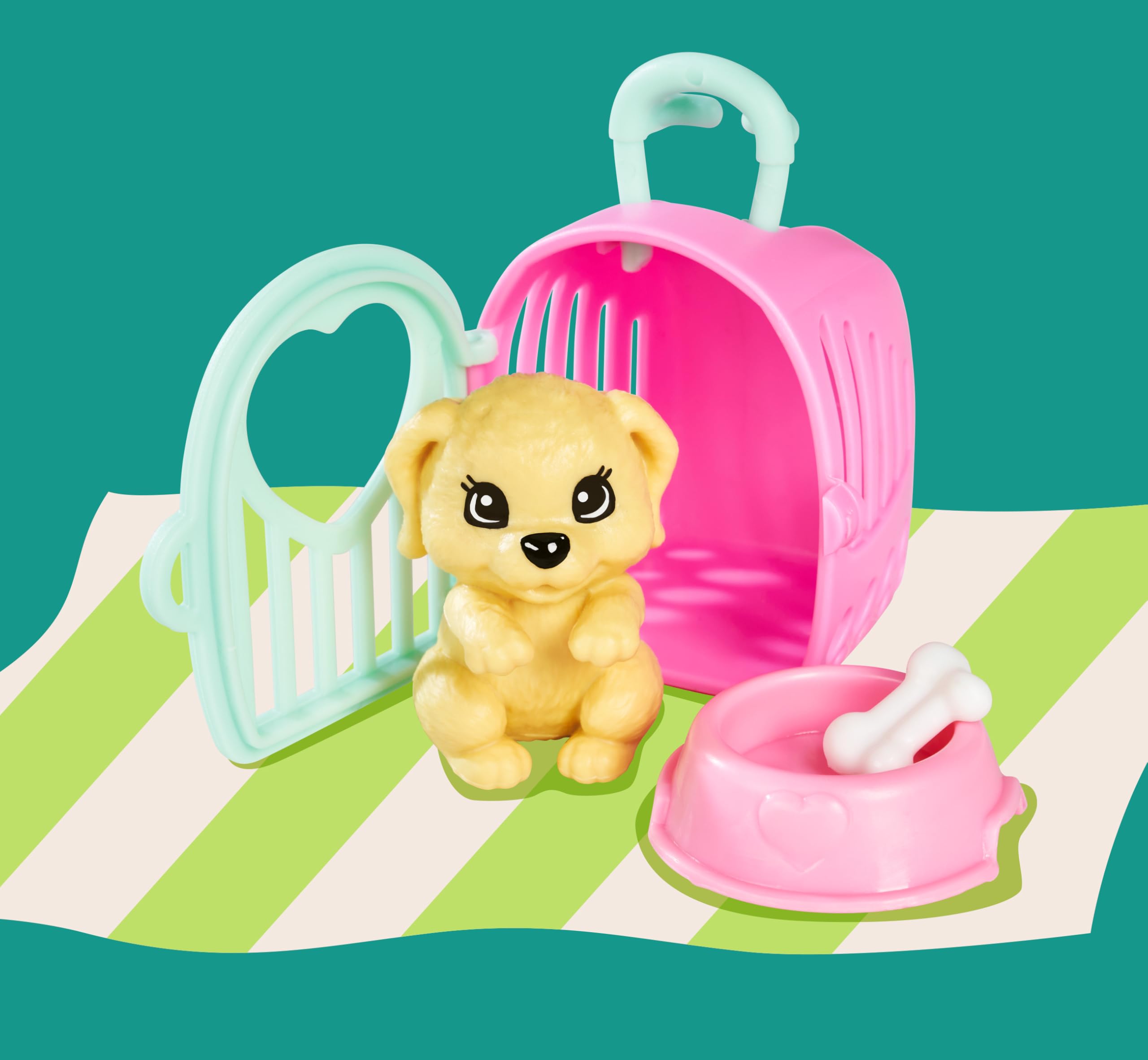Steffi Love Vet Pet, lalka do zabawy jako weterynarz, opiekuje się małym psem, z torbą do noszenia, miską i kością, 29 cm, od 3 lat