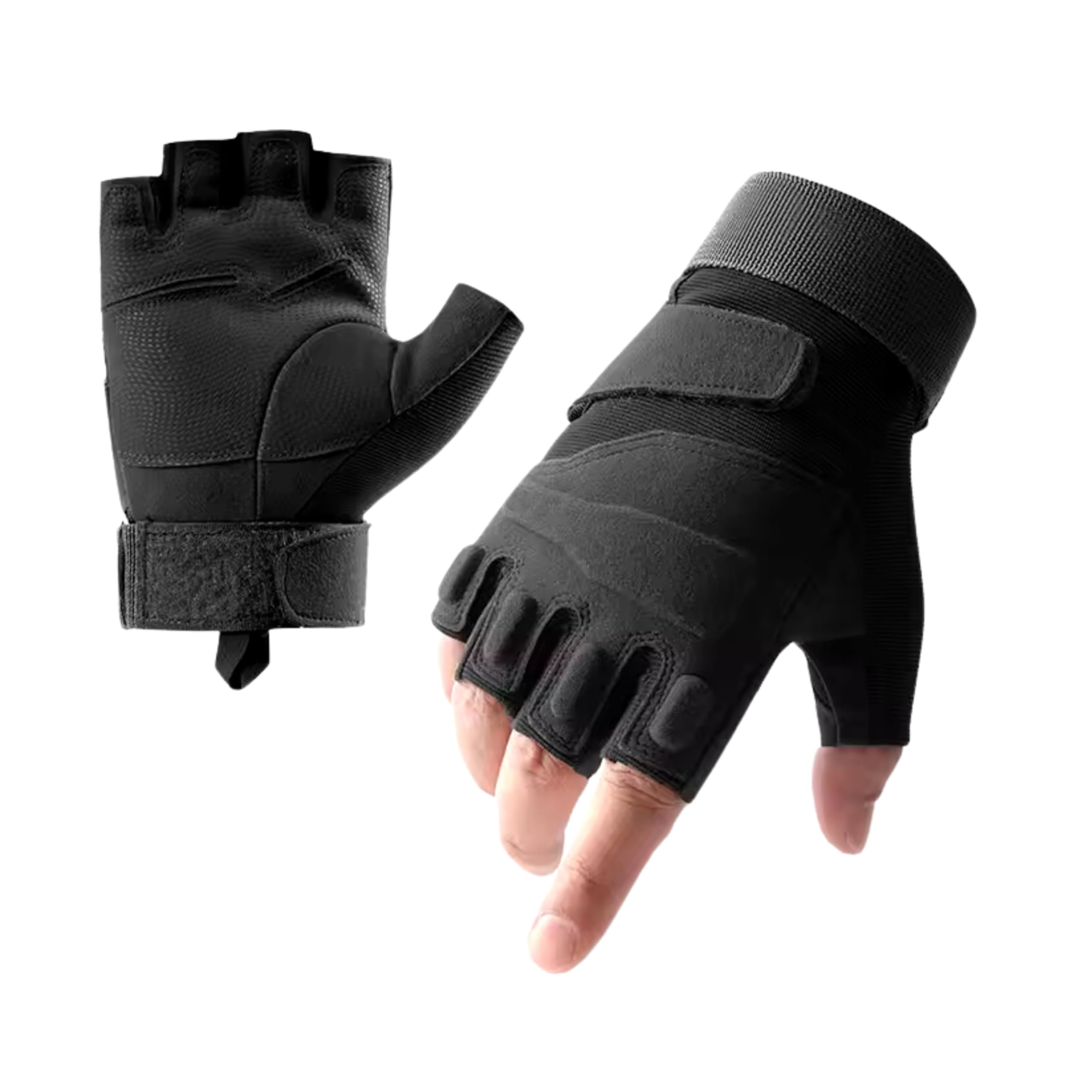 小物 fingerless gloves HHADEK Faux Leather Half Finger Tactical Gloves, Durable