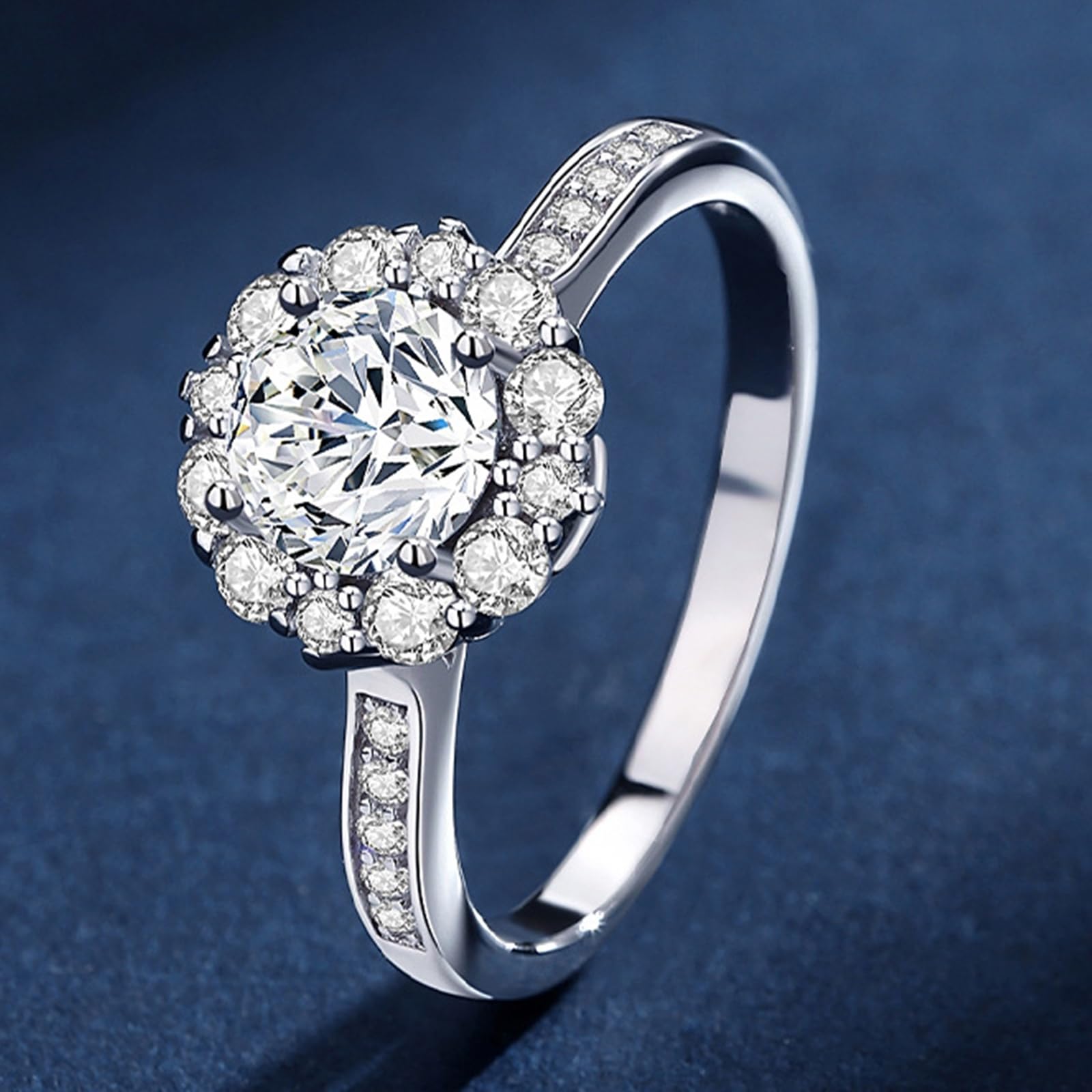 Anillo de oro blanco de 9 K/14 K/18 quilates/platino 950, anillos para mujer, 6,5 x 6,5 mm, moissanita, blanco, 1 ct, anillo de promise, anillo de aniversario para mujeres, regalos de joyería