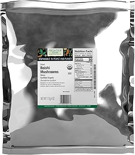 Frontier Co-op Organic Reishi Mushrooms, Dried Slices 1/4 lb - Earthy Flavor for Tea, Soups, Stews