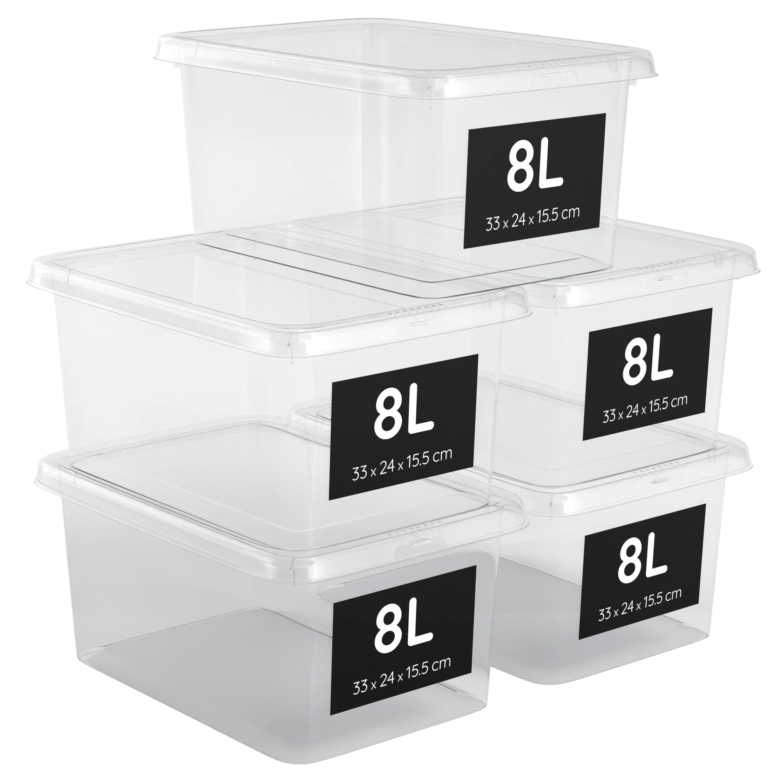 5 Contenitori In Plastica Trasparente Per Gioielli - Mini Scatole Quadrate Con Coperchio, Per Piccoli Accessori - 4