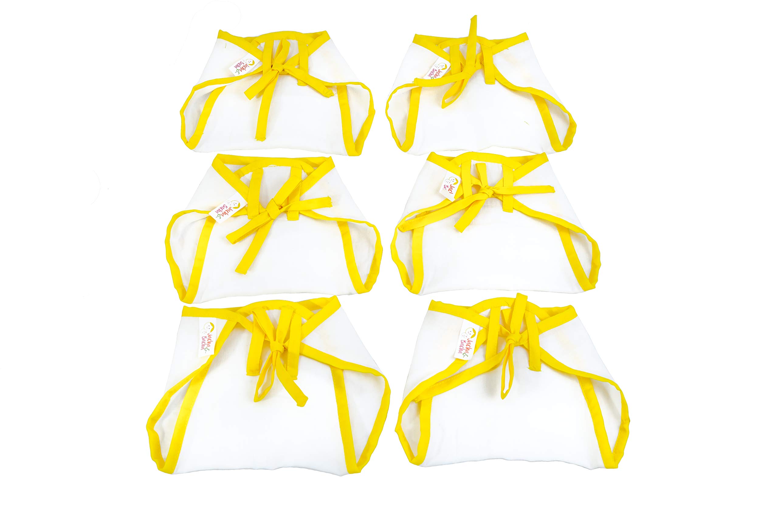 IVEI Jacha & Bacha Pure Soft Cotton Nappies for Babies Langot Shaped Washable and Reusable Cotton Dhoti Diapers - Yellow Colour (Set of 6 )