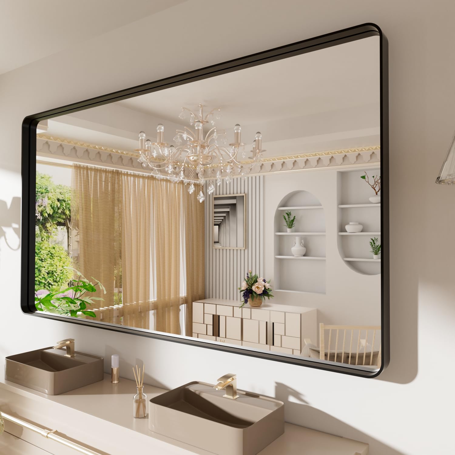 Amazon.com: LOAAO 72X40 Inch Black Metal Framed Bathroom