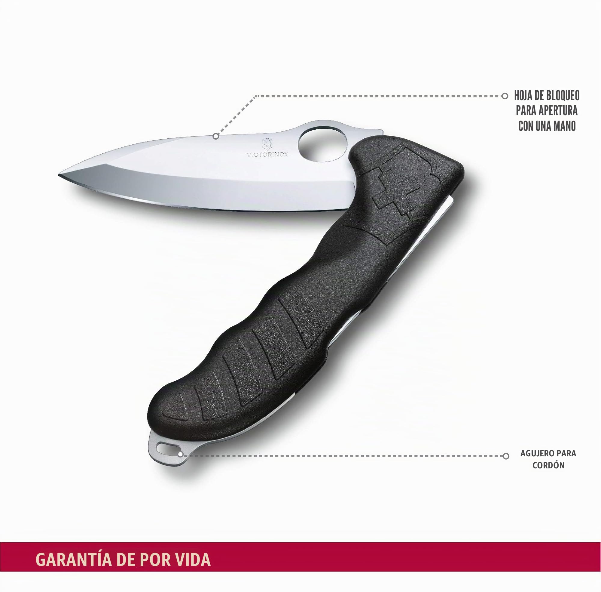 Victorinox Hunter Pro M, Navaja Multiuso Suiza, Cuchillo bolsillo, Regalo, 2 Funciones, Hoja grande, Bloqueable, Hoja para una mano