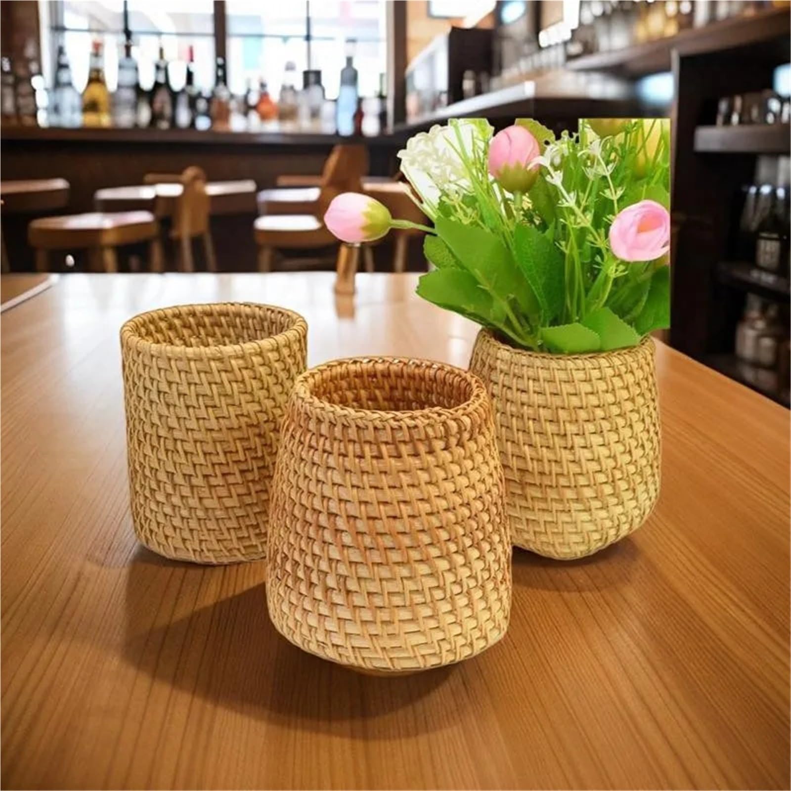 1 set di 3 organizer in rattan for la casa per Matite