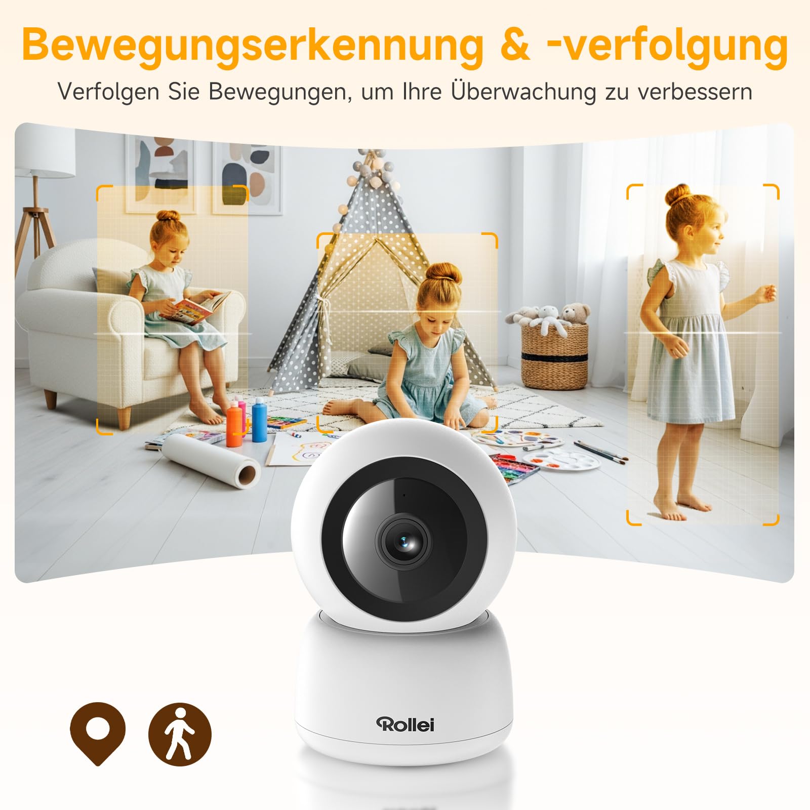 Rollei Überwachungskamera Innen 360° Indoor Security Cam Kamera Überwachung