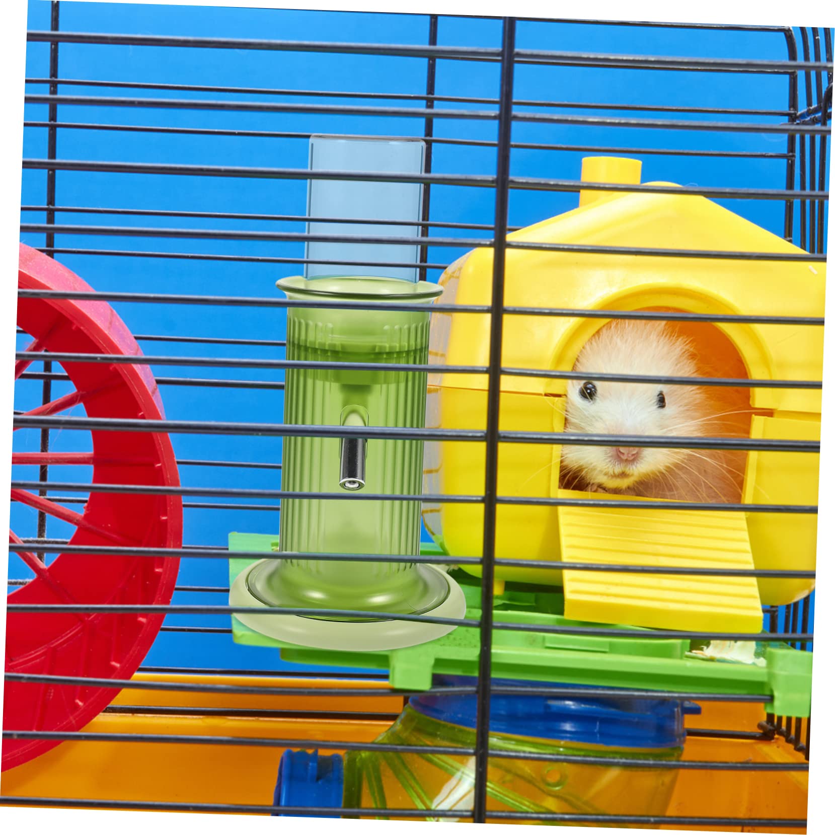 Distributeur d'eau Automatique Facile à Utiliser en Polypropylène Vert et Bouteille en Support Pratique pour Hamster et Chinchilla Sol
