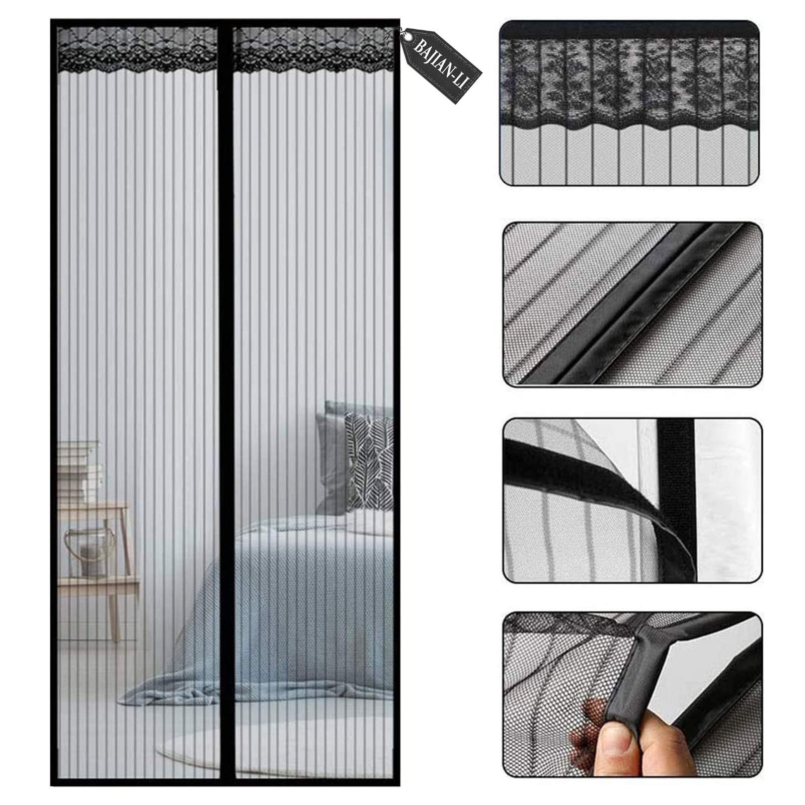 Zanzariera Magnetica Per Porte 150x225 Cm - Grigio, Anti Insetti Con Nastro Adesivo - Foto 11