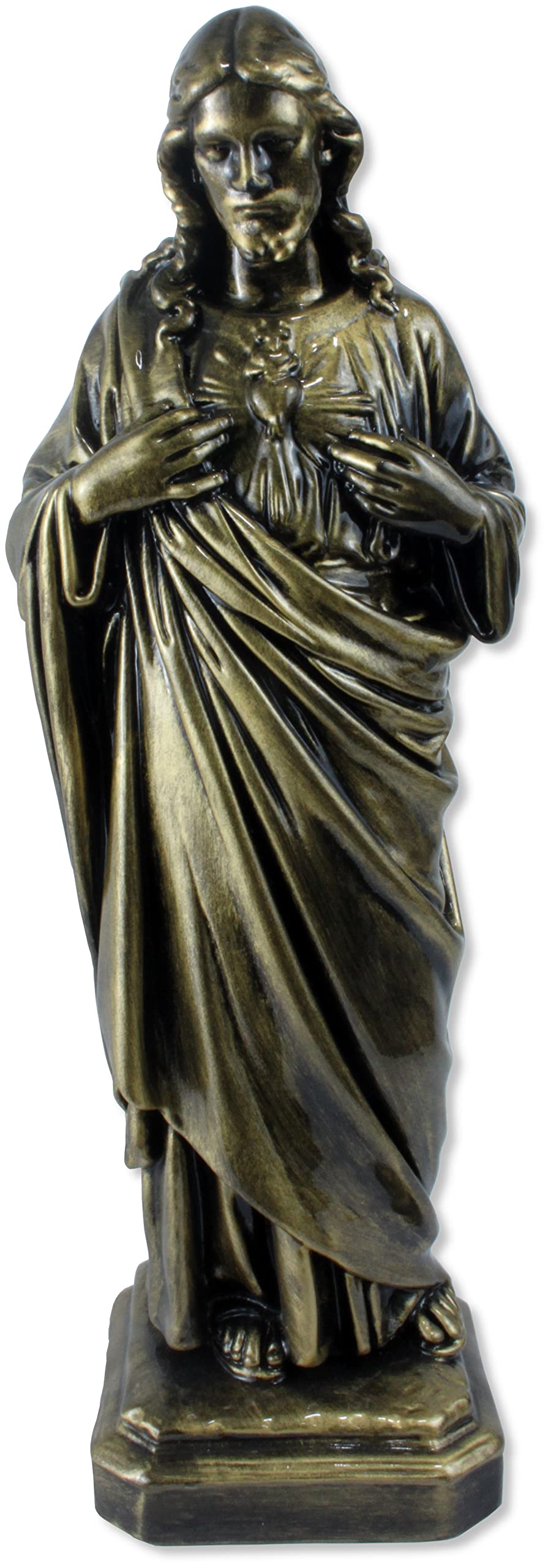 Proposte Religiose Statue of the Sacred Heart of Jesus in resin. Height cm 40. Color Bronze