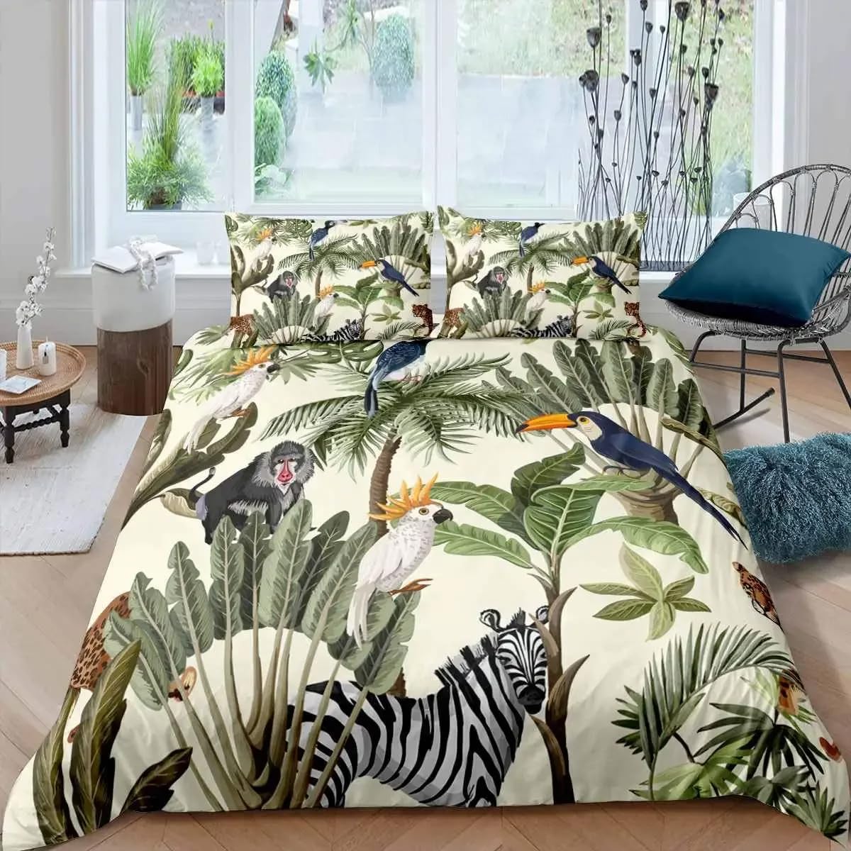 QBIDCSX Duvet Cover Double Animals & Birds Bedding Sets Single Koala Duvet Cover 200x200cm with Zipper Closure, Hypoallergenic Quilt Cover with 2 Pillowcase for Boys Kids Girls