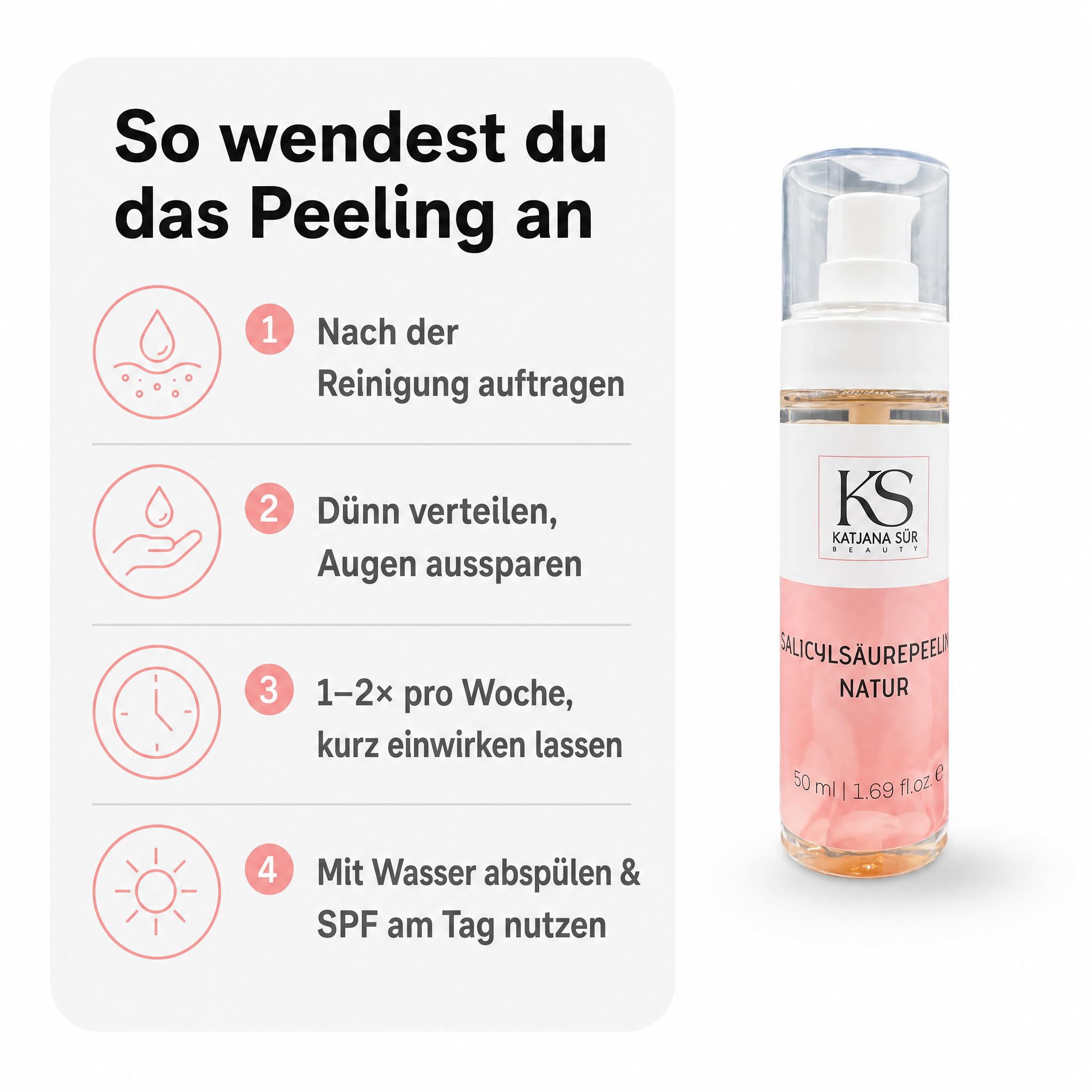 KS Beauty Salicylsäure Gesicht Peeling, 2% BHA, Panthenol, 50 ml