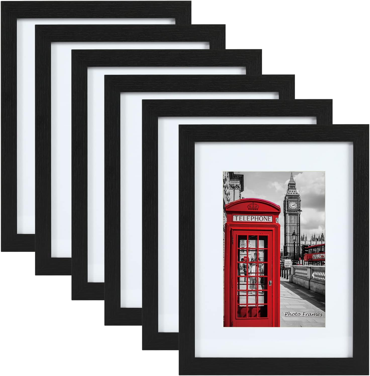 PEALSN 12x18 Picture Frame Set of 6, Display Pictures 11x17 with Mat or 12x18