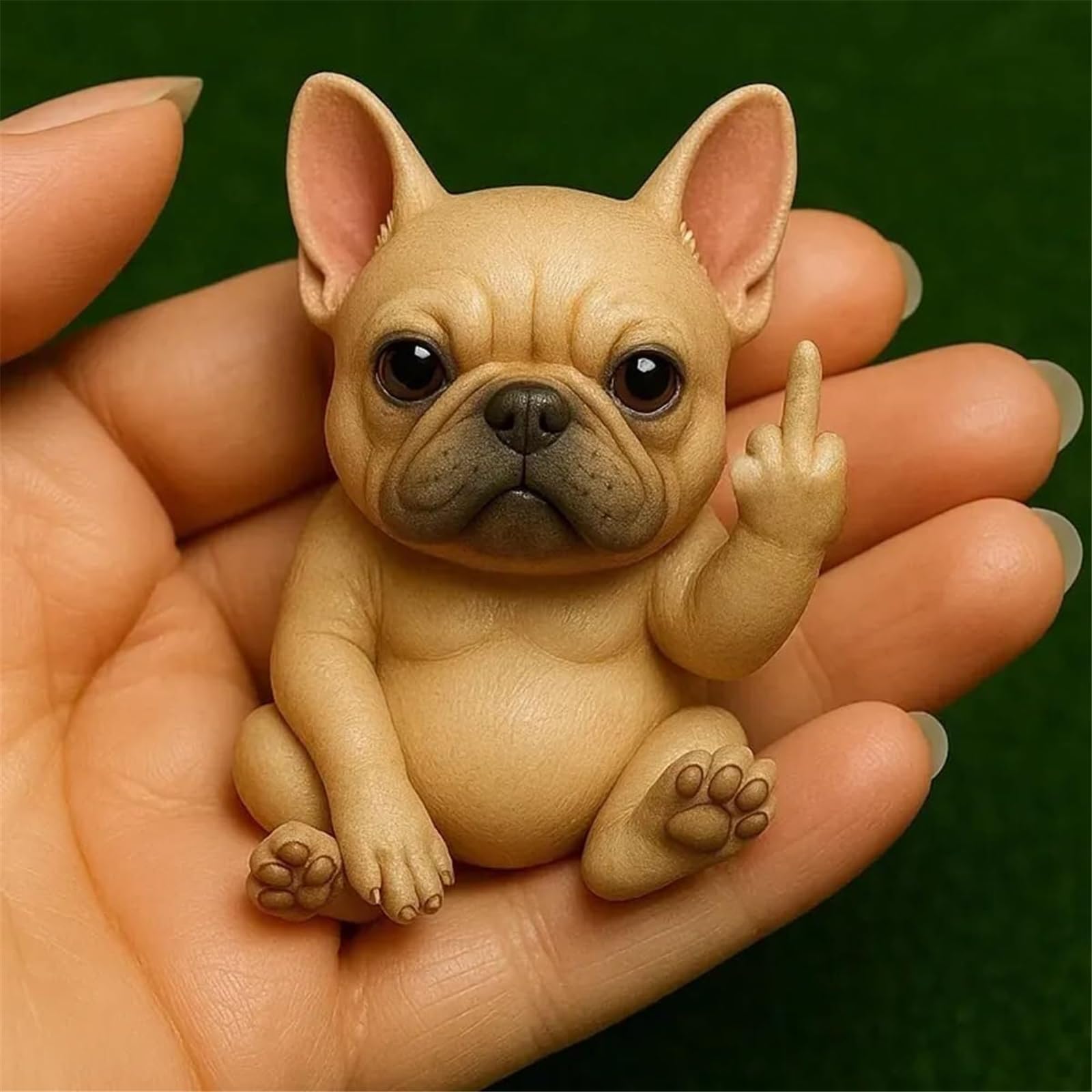 Buobiy Fun Mini Middle Finger Animal Statue, Funny Middle Finger Animal Desktop Decoration, Cute Pocket Statue Decor, Sculpture Memorial Gag Gift for Home Office Tabletop Decor (Dog)