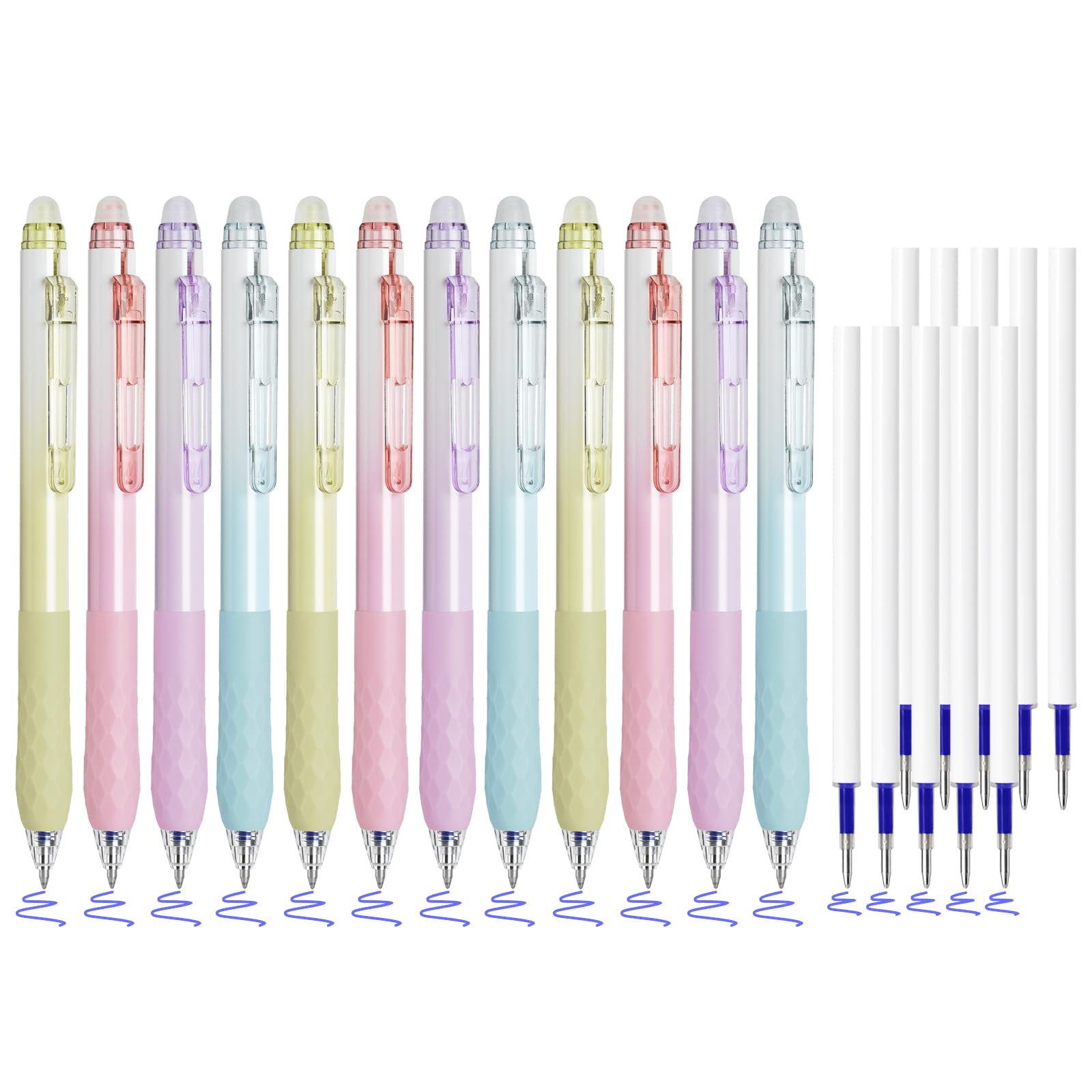 BAYTORY 8 penne gel cancellabili a punta fine, penna retrattile da 0,5 mm, inchiostro nero e blu, scrittura liscia, comode da usare per segnare agende, cruciverba (bianco