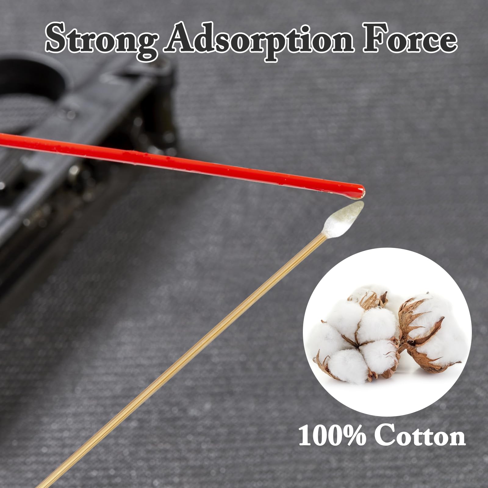 Gun Cleaning Swabs (200 PCS, 6-Inch) - Dual-Tip Precision Cotton Swabs with Strong Bamboo Shafts - Natural Lint-Free Design for Hard-to-Reach Areas