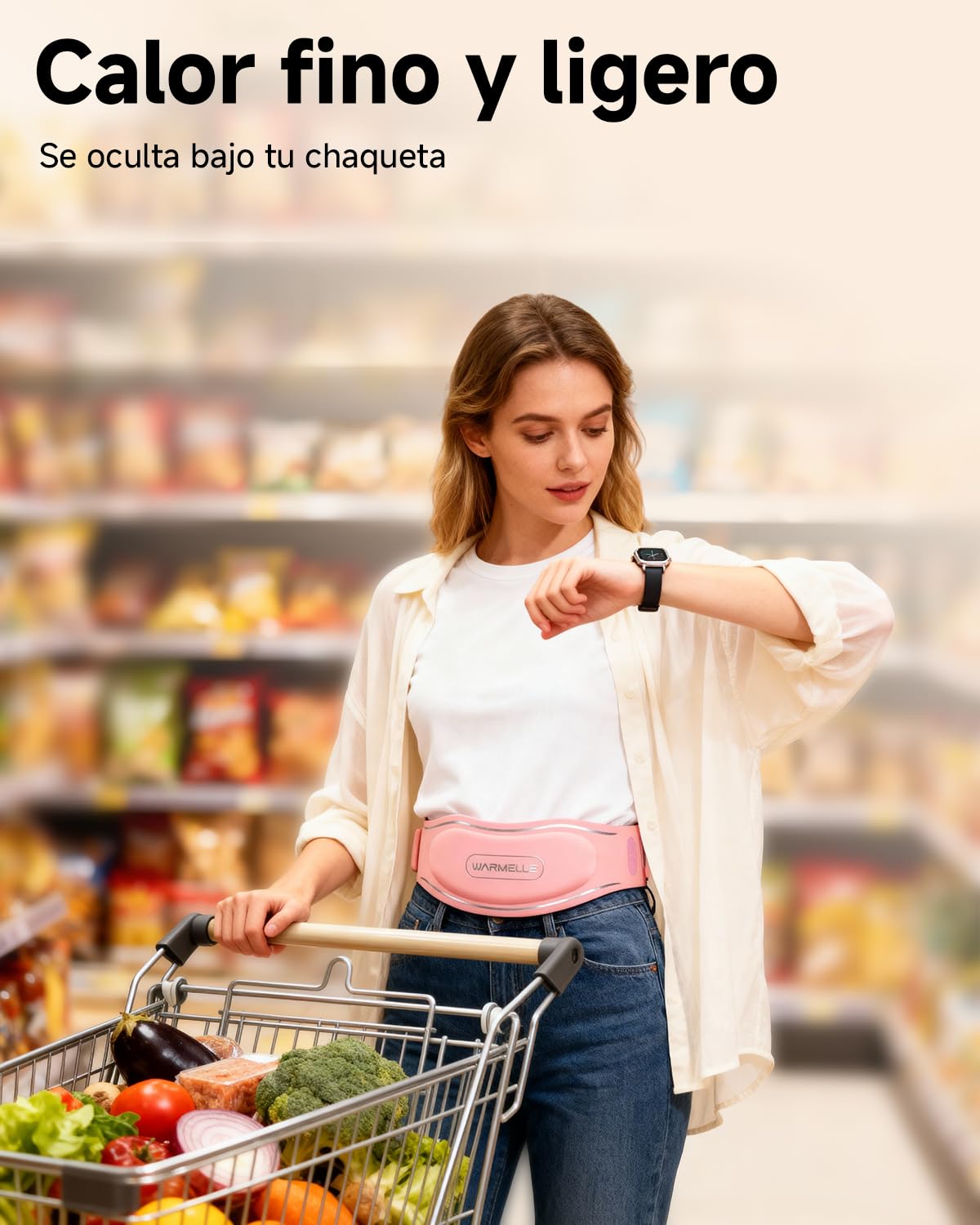 Almohadilla térmica portátil para calambres menstruales, almohadilla térmica eléctrica para espalda, inalámbrica para alivio de calambres menstruales, mujeres y niñas