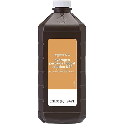 Amazon Basics Hydrogen Peroxide Topical Solution USP, First Aid Antiseptic for Cuts, Scrapes and Wound Disinfection, Pack of 1, 32 fl oz