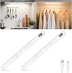 WILLED LED Light Bar with Remote, Rechargeable Under Cabinet Lighting, Magnetic Closet Lights, 3 Color Temps, Dimmable Wireless Motion Sensor Light Indoor (4 Pack, Black)