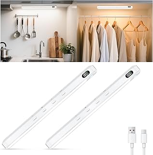 WILLED Unterbauleuchte Küche LED Schrankbeleuchtung mit Bewegungsmelder,1800 mAh Aufladbar 3 Farbmodi Dimmbar Kabellos Schranklicht USB Wiederaufladbar für Küche,Kleiderschrank,Schlafzimmer,2 Stück