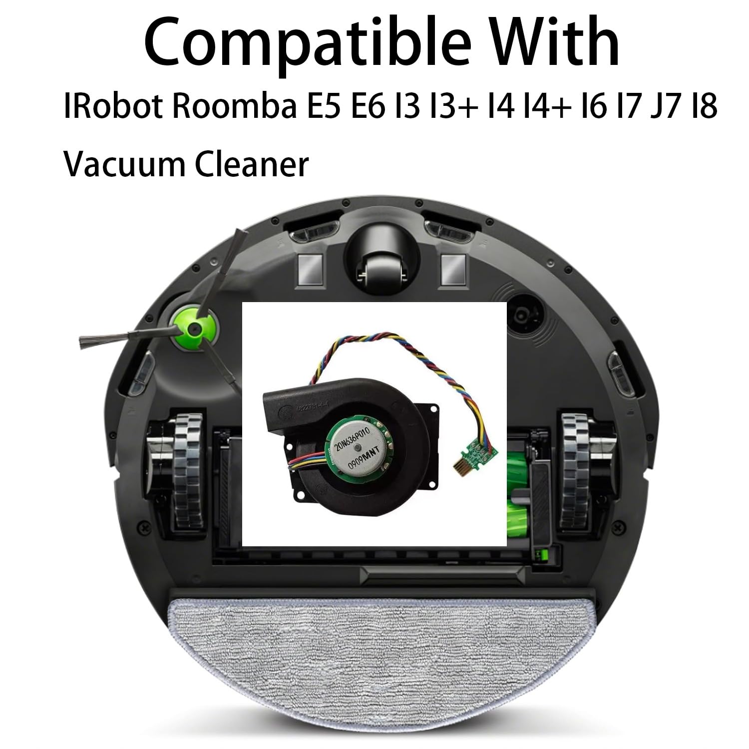 Silnik wentylatora wentylacyjnego do odkurzacza kompatybilny z IRobot Roomba E5 E6 I3 I3+ I4 I4+ I6 I7 J7 I8 silnik wentylatora wentylacyjnego, wymiana części do naprawy odkurzacza robota