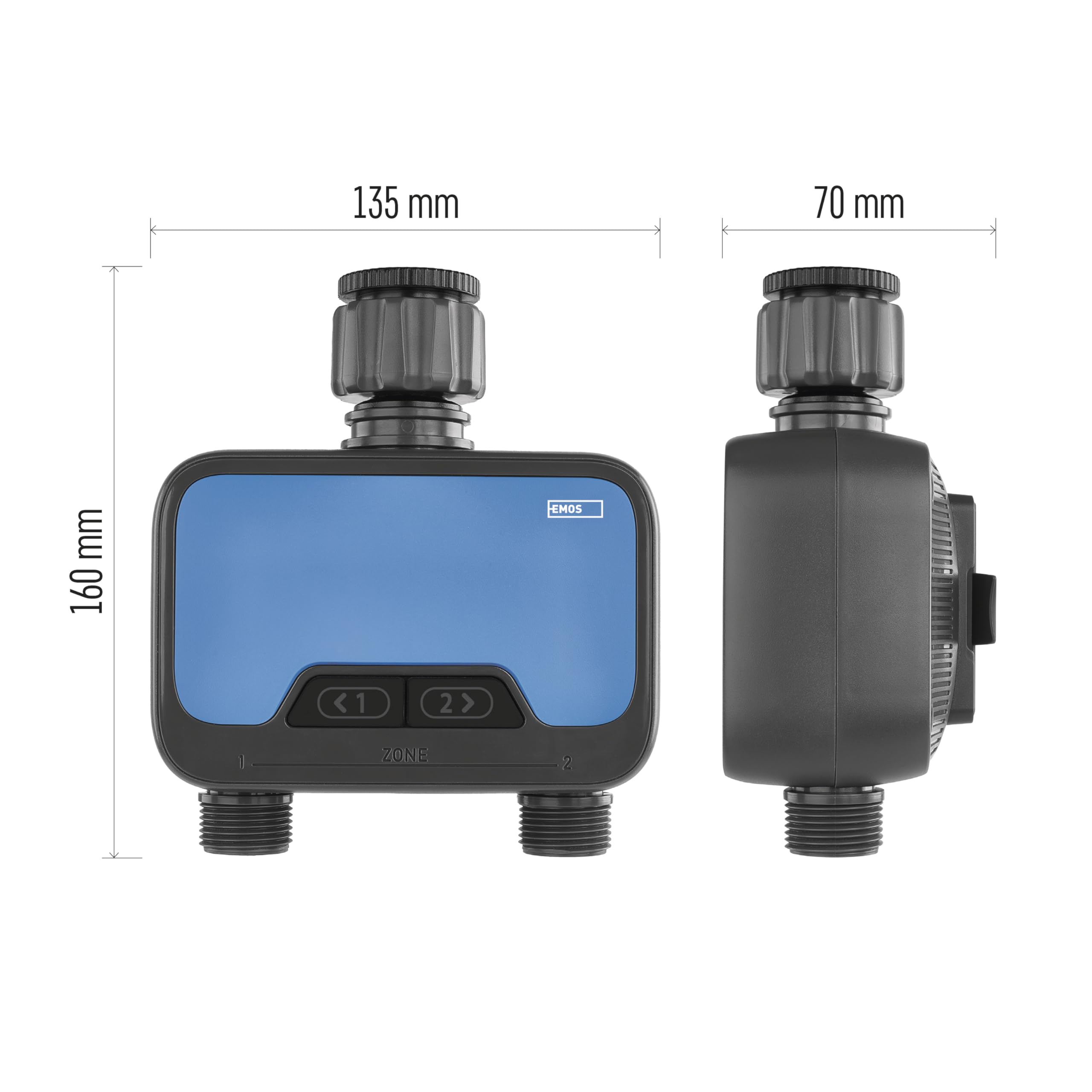 EMOS - Reloj inteligente de riego con 2 salidas con aplicación, Bluetooth - Requiere concentrador ZigBee - Funciona con pilas - Control de riego automatizado 1min-24h, 8bar, 35l/min - para roscas de 1