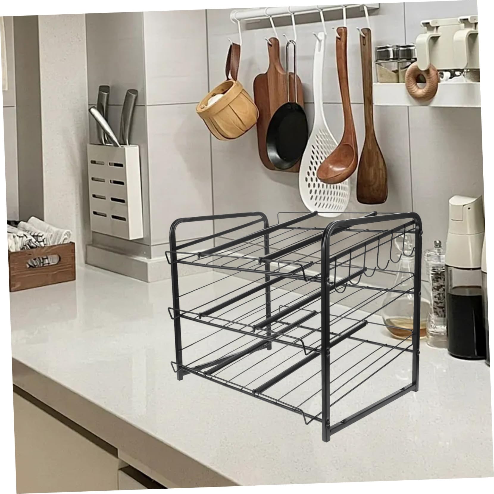 Toyvian Organizer Lattine Impilabile da Cucina Multi- Scaffale Salva Spazio per Lattine e Snack Resistente e Versatile per Ripostiglio e Frigorifero capacità Ampia e Design Compatto