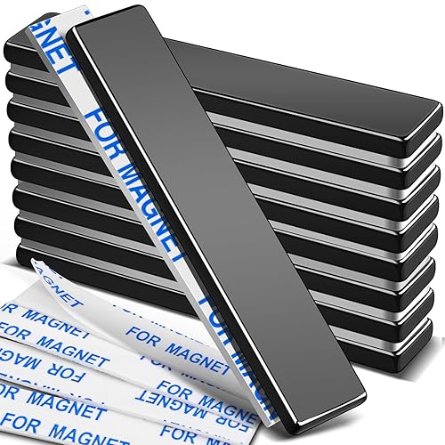 Miniatura 21 de MIKEDE Imanes de neodimio de tierras raras, paquete de 20 barras de imanes fuertes y resistentes, potentes tiras magnéticas con respaldo adhesivo de