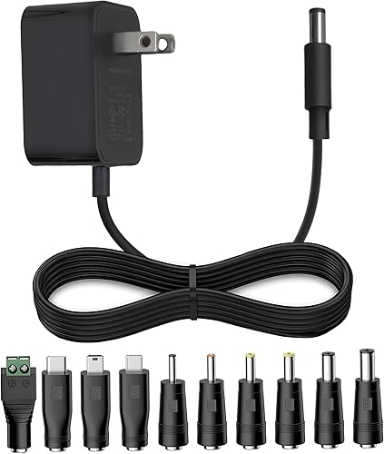 Adaptador de cable de alimentación CC de 5 V 1 A con 10 conectores, cargador universal de CACC para cámaras de seguridad, monitores de bebé, cajas