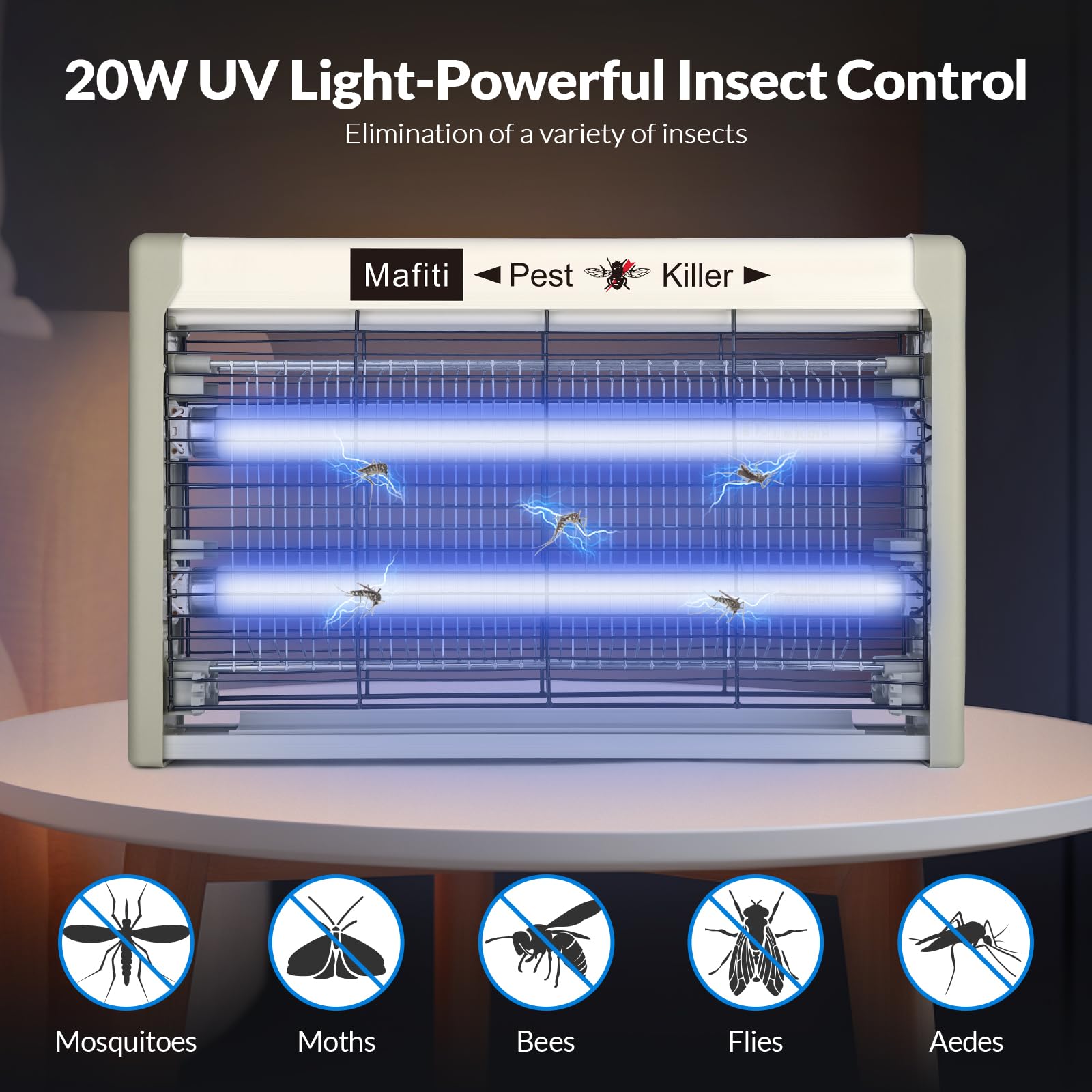 Mafiti Fly Killer,Electric Fly Zapper Indoor Mosquito Zapper Attracting Flies with LED UV Light 20W for House,Restaurant,Hostipal,Indoot Kitchen - Image 2